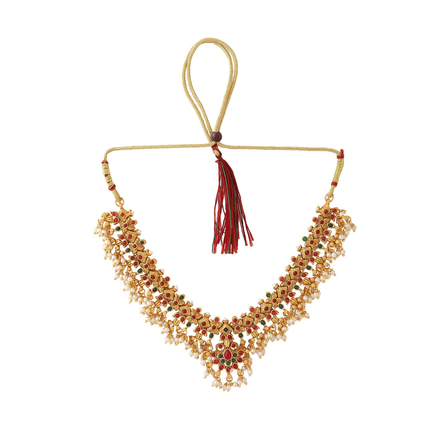 Yellow Chimes Moti Beads Necklace Set - Festive Wear