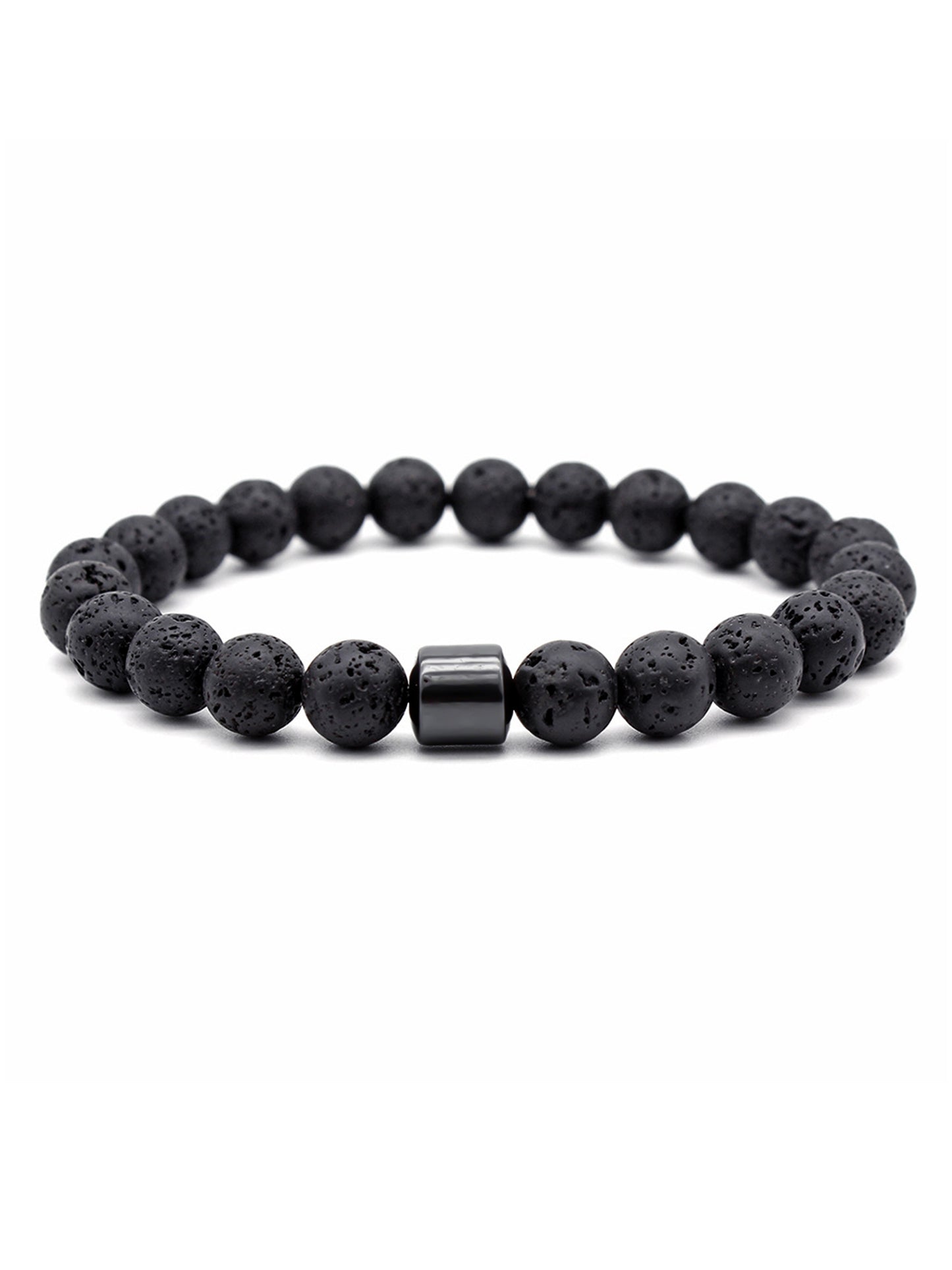 Yellow Chimes Elastic Black Bead Bracelet - Elegant Design