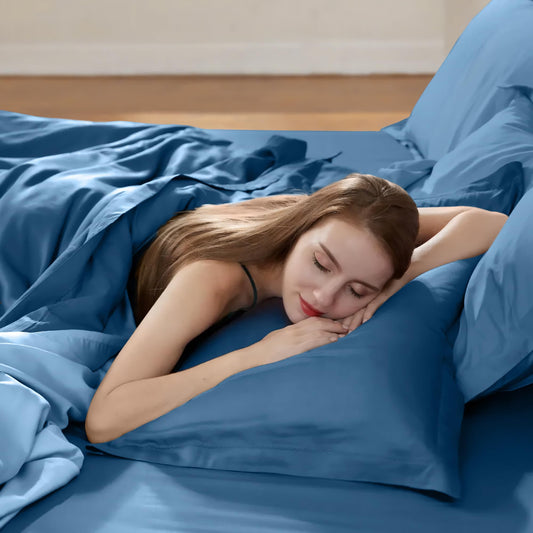 Mush luxury navy blue bed sheet - ideal for sustainable living