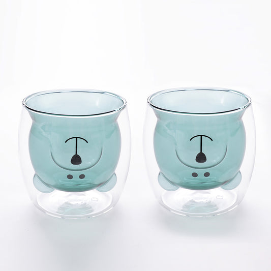 UMAI blue teddy bear glass mug - stylish beverage holder