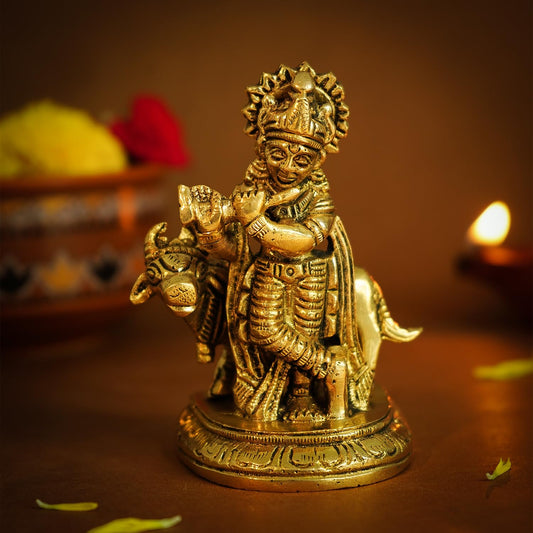 Ekhasa krishna idol with cow - enhancing spiritual vibe