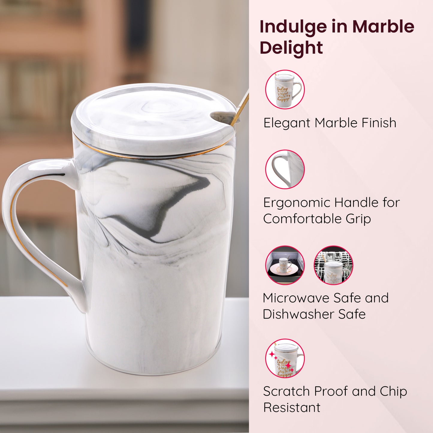 Gleevers grey ceramic cup - motivational message mug