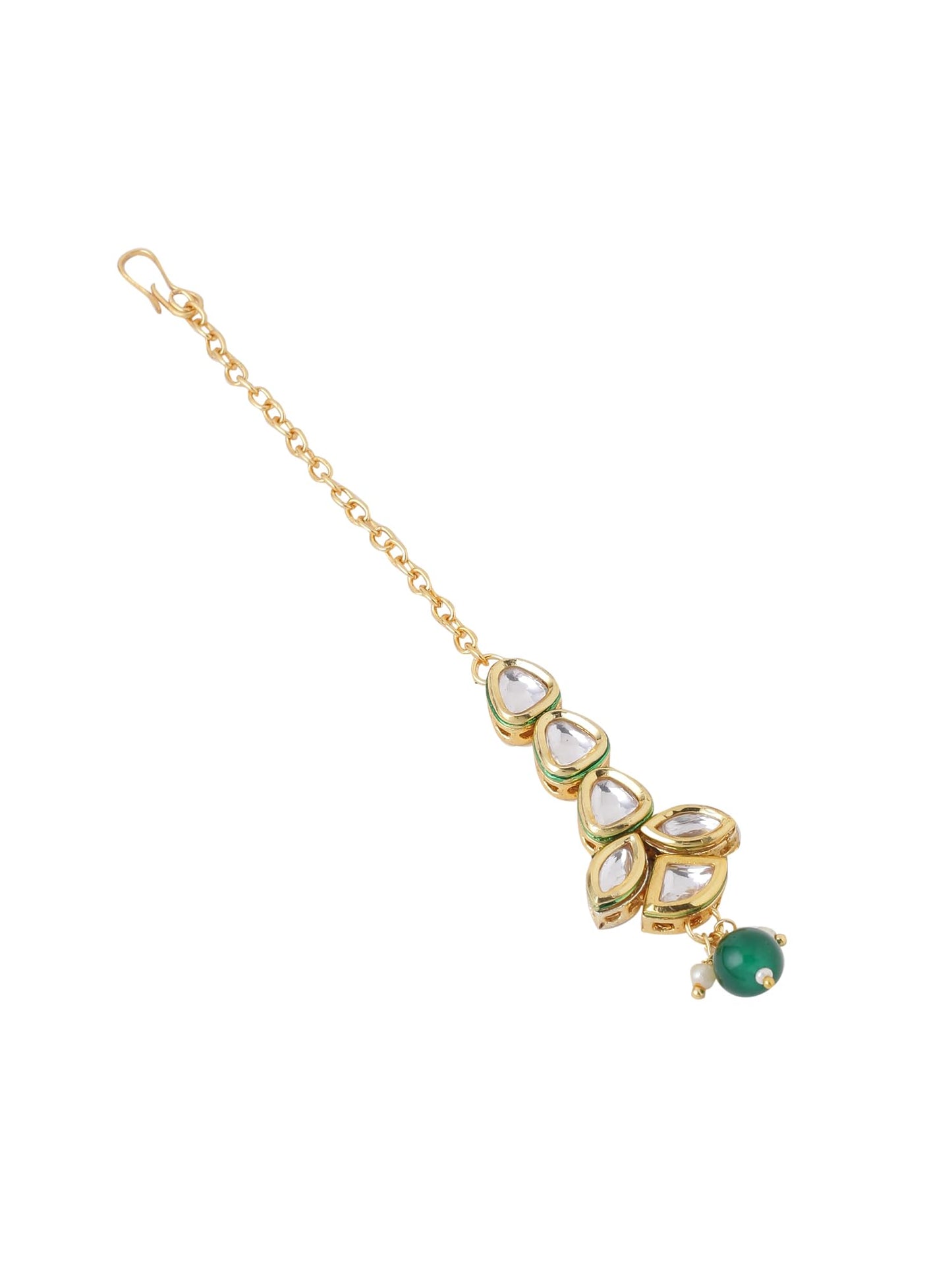 Yellow Chimes Kundan Maangtikka - Wedding accessory