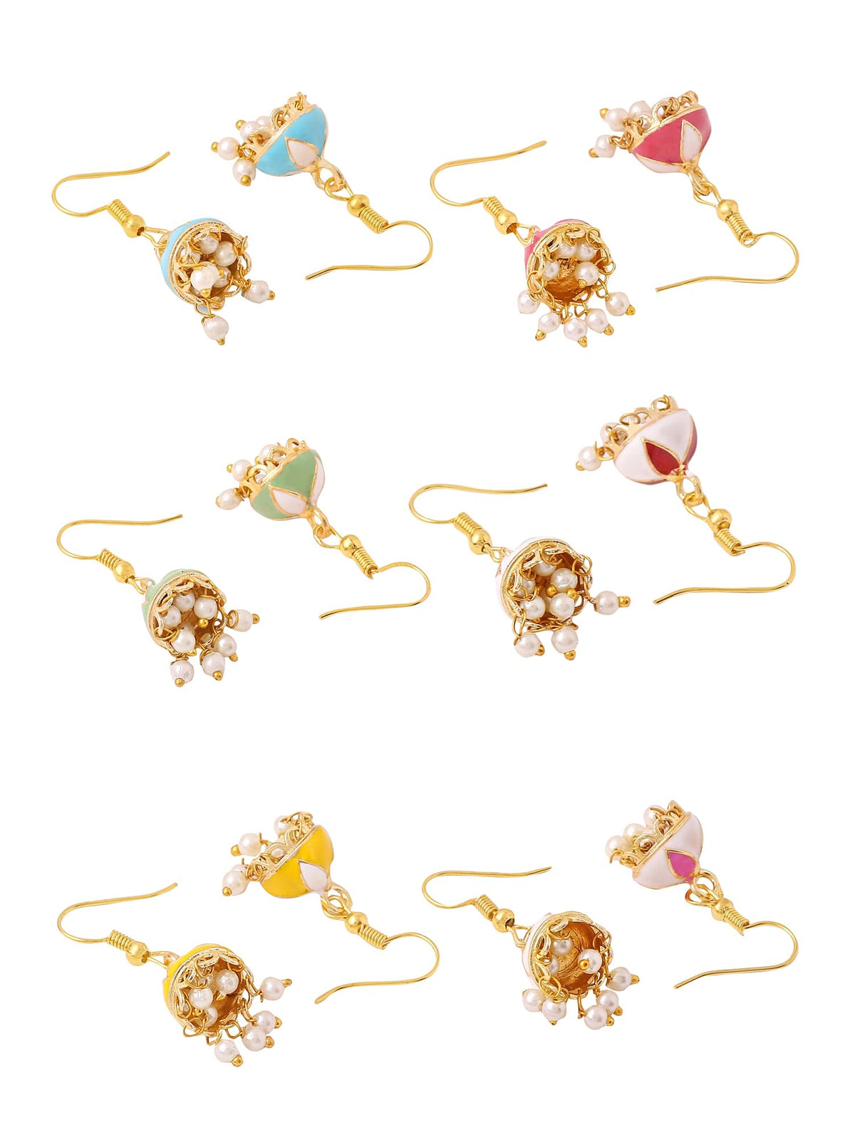 Yellow Chimes Meenakari Jhumka Earrings - Everyday wear