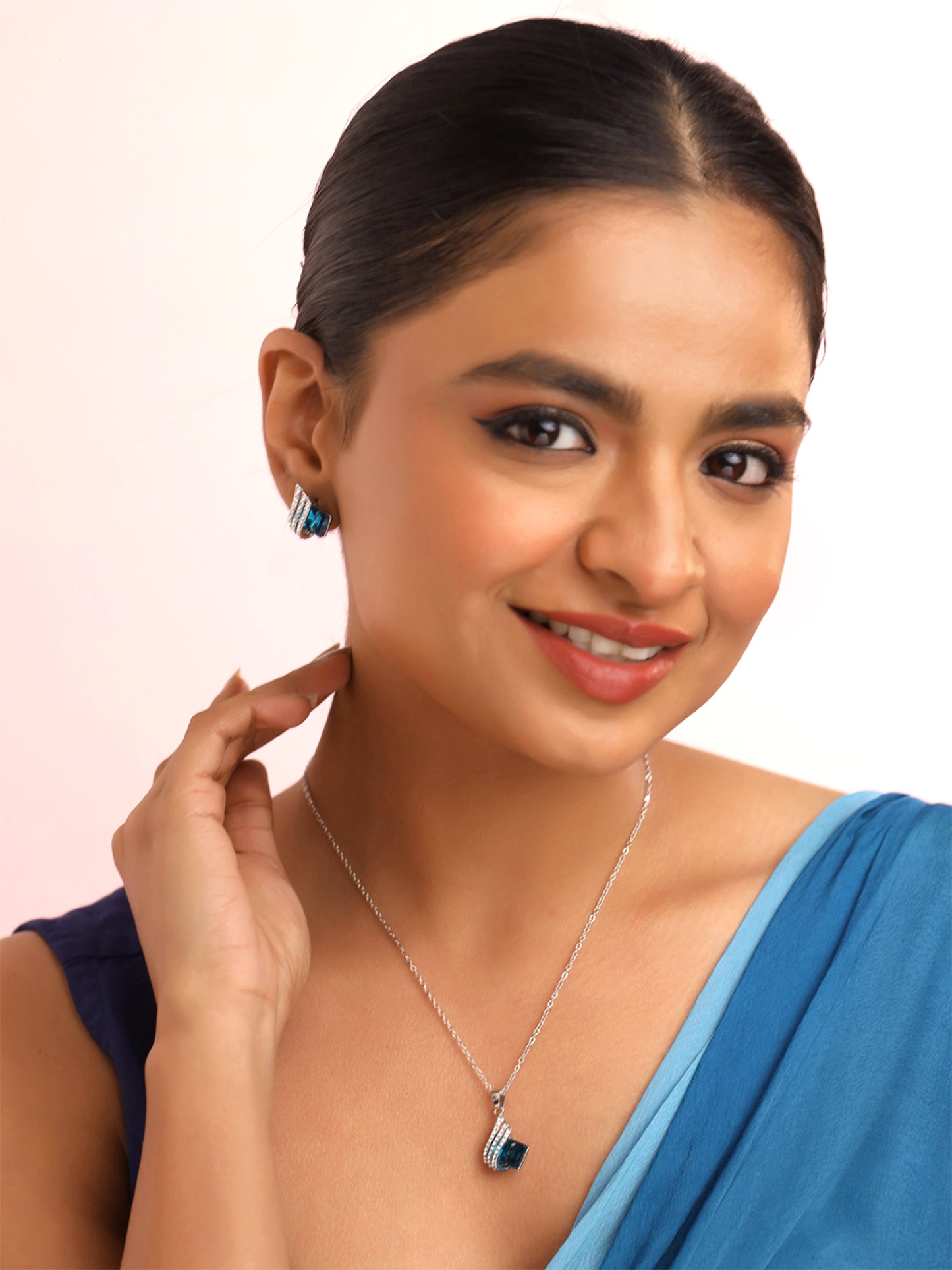Yellow Chimes Rhodium Plated Necklace Set - Perfect Birthday Gift