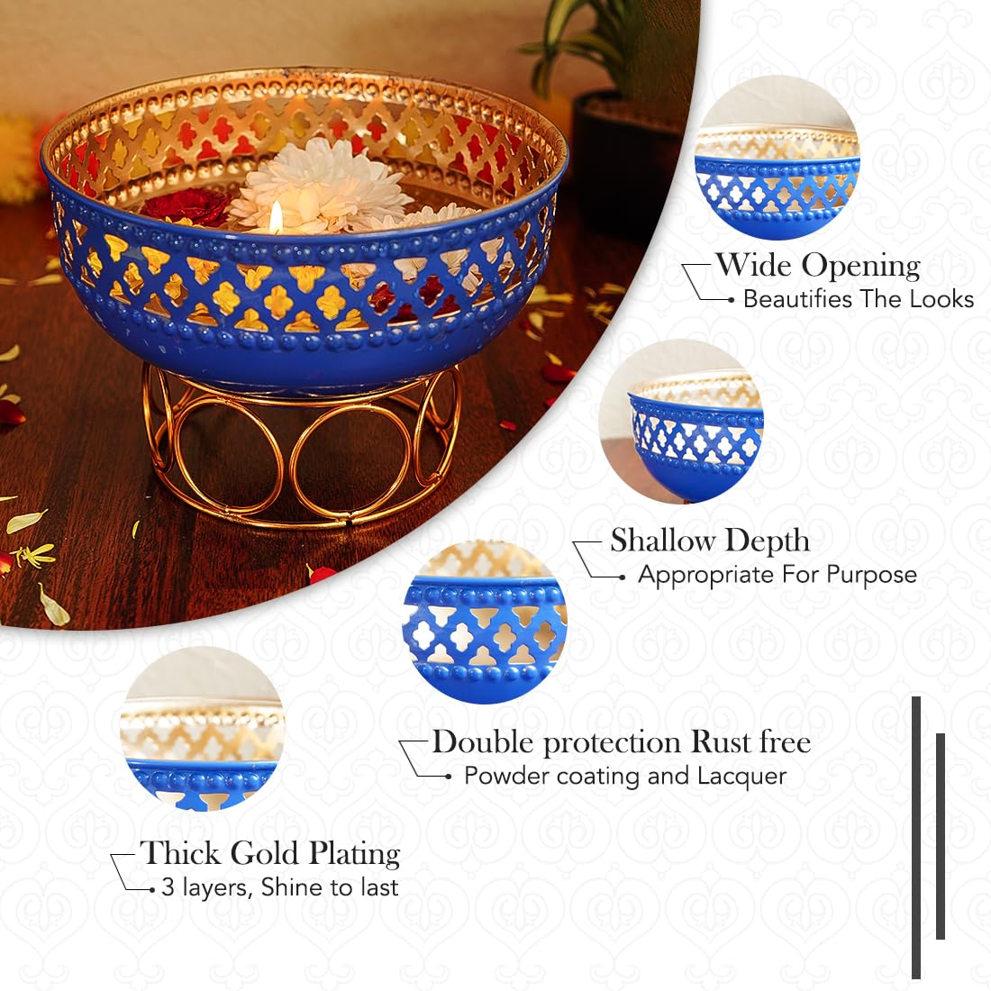 Ekhasa Blue Urli Bowl - Flower Floating Arrangement