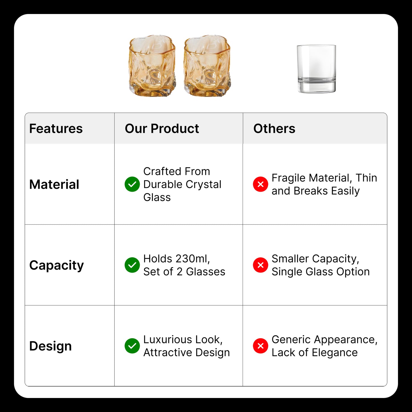 UMAI whiskey glasses - perfect for cocktail parties