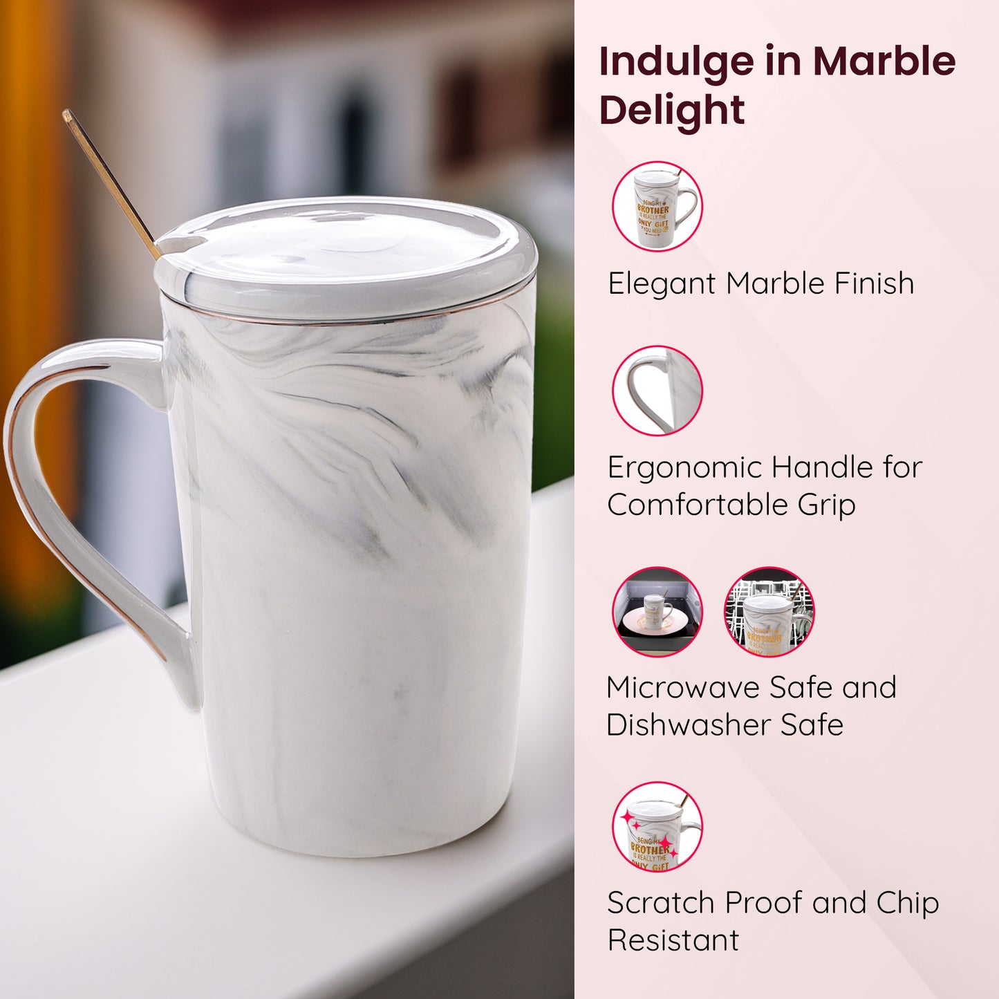 Gleevers coffee mug with spoon - Convenient for tea lovers