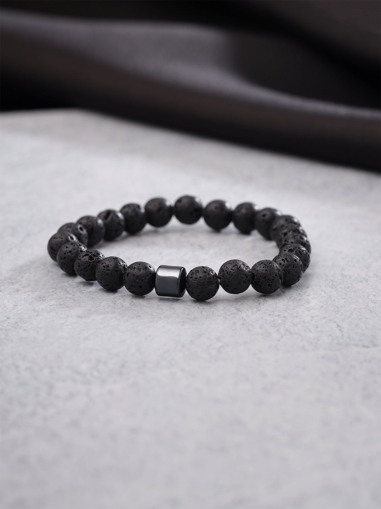 Yellow Chimes Black Lava Rock Bracelet - Stress Relief