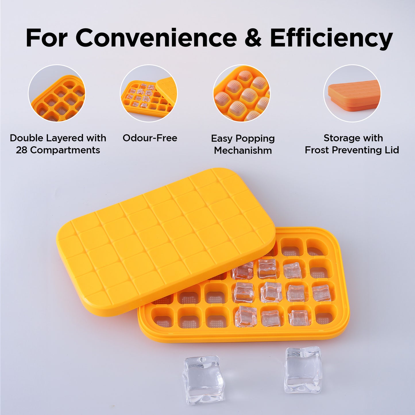 UMAI ice cube tray - vibrant orange design for easy storage