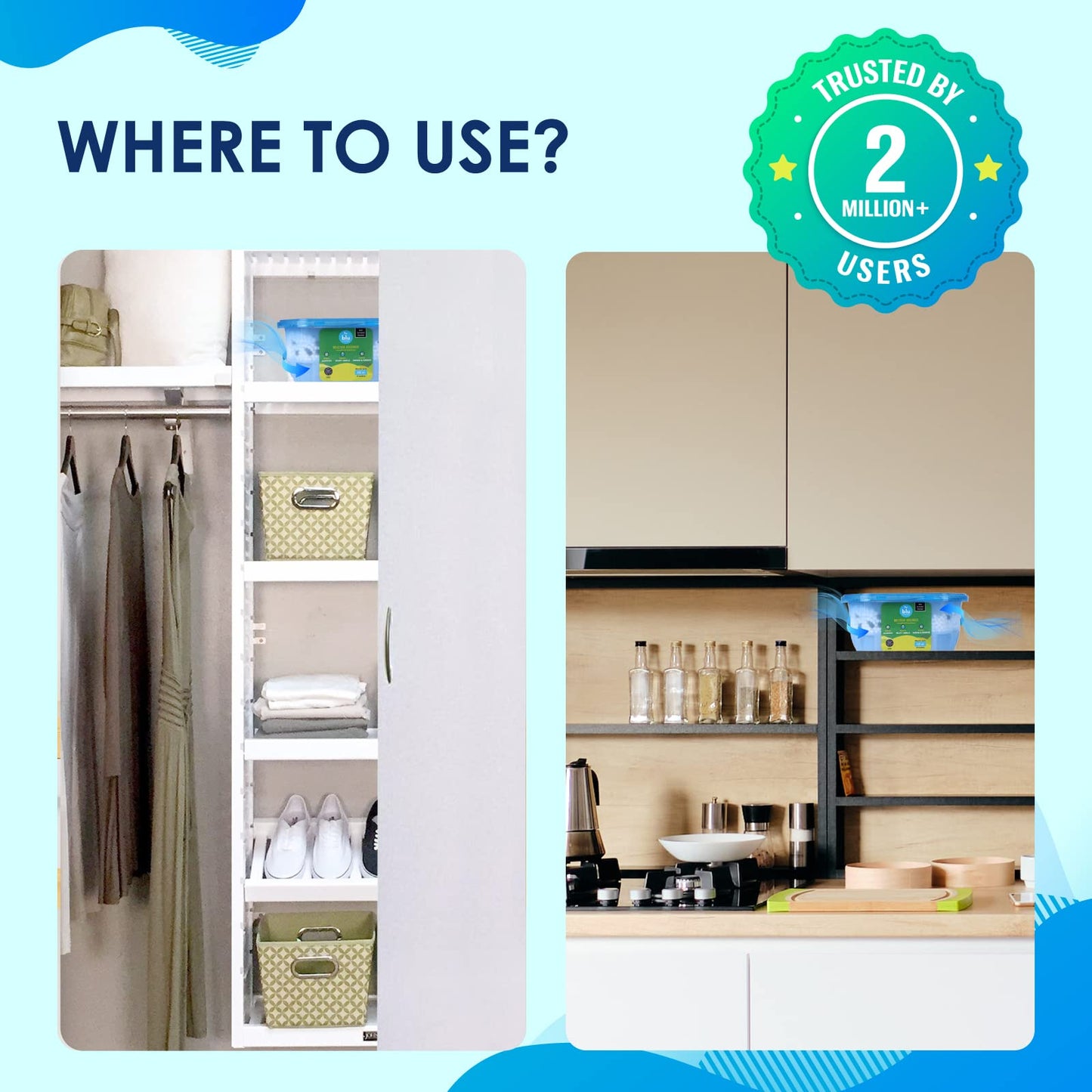 Absorbia BLU Sachets - Prevent mold in kitchen cabinets
