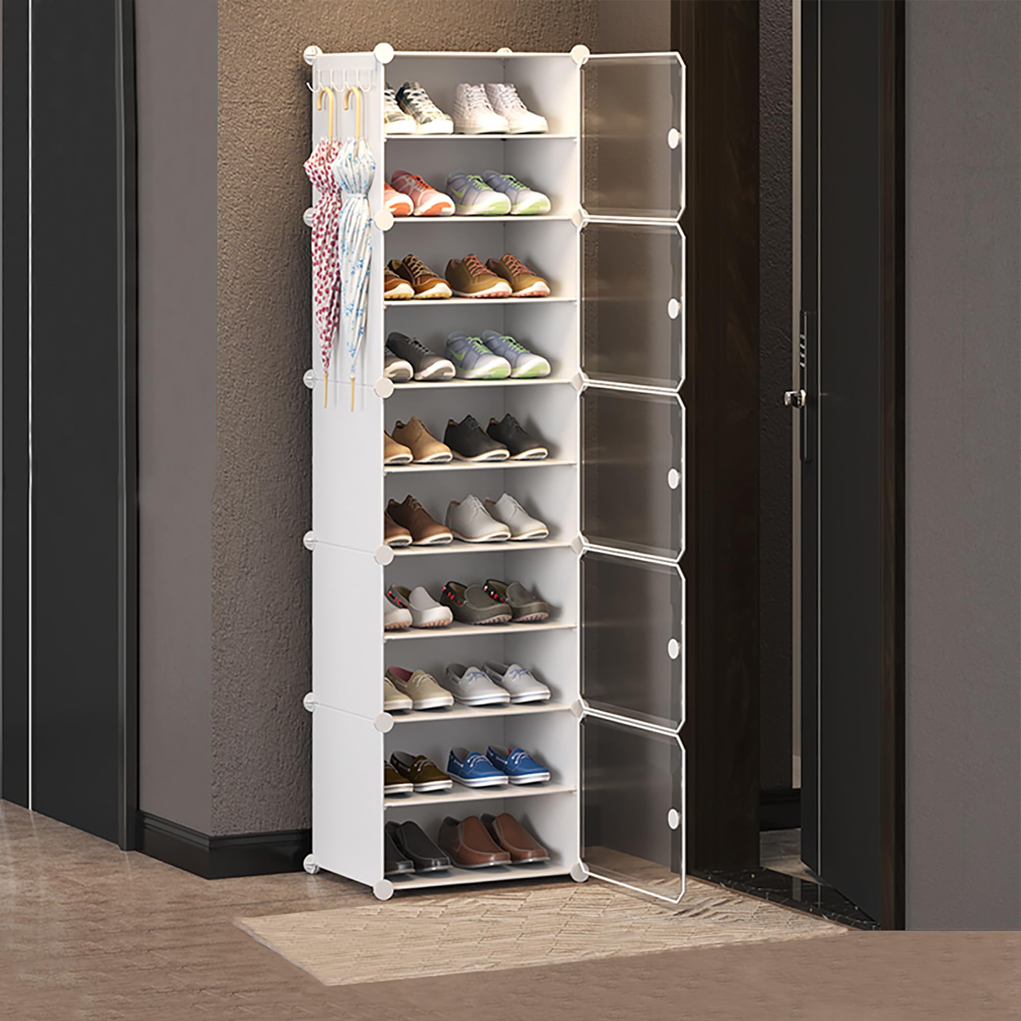 Urbane Home Shoes Cabinet | 10-Tier Foldable Shoe Rack Organizer for C ...