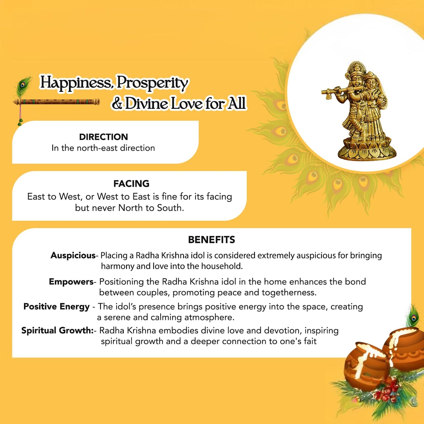 Ekhasa Brass Radha Krishna Idol - Gift for Weddings