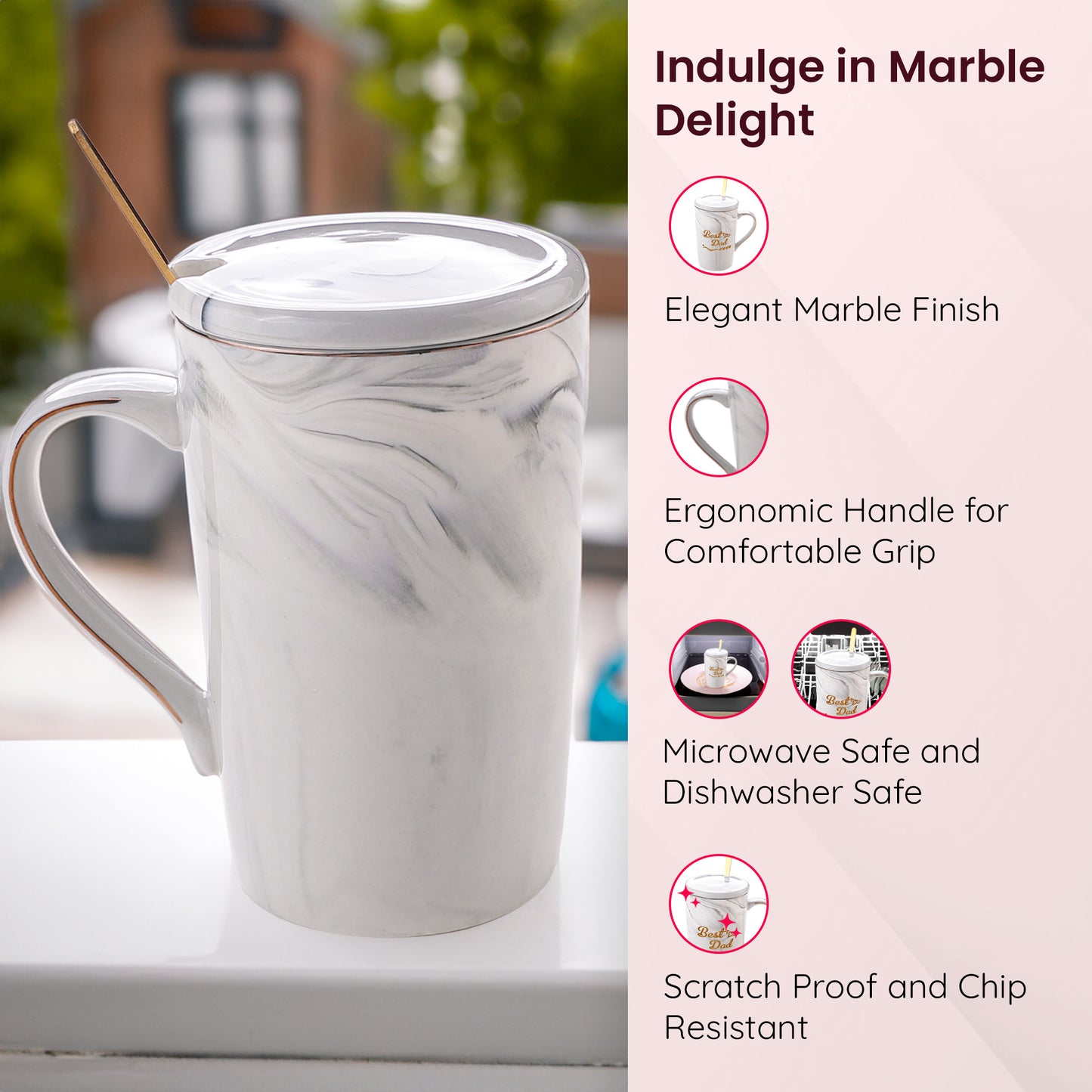 Gleevers Mug with Lid and Spoon - Practical drinkware solution