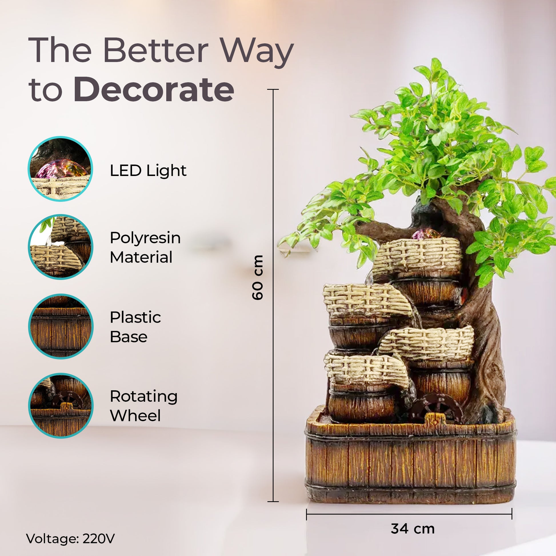 Buy Polyresin Water Fountain Elegant Indoor/Outdoor Decor The