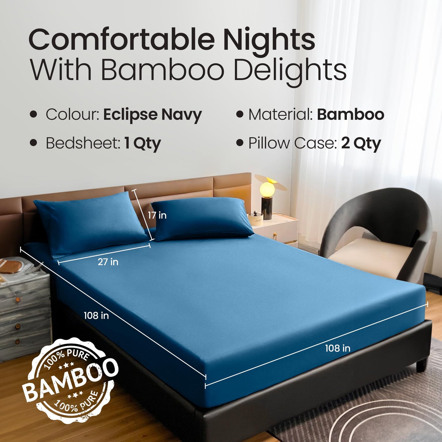 Mush bamboo printed bed sheet - stylish bedding for modern decor