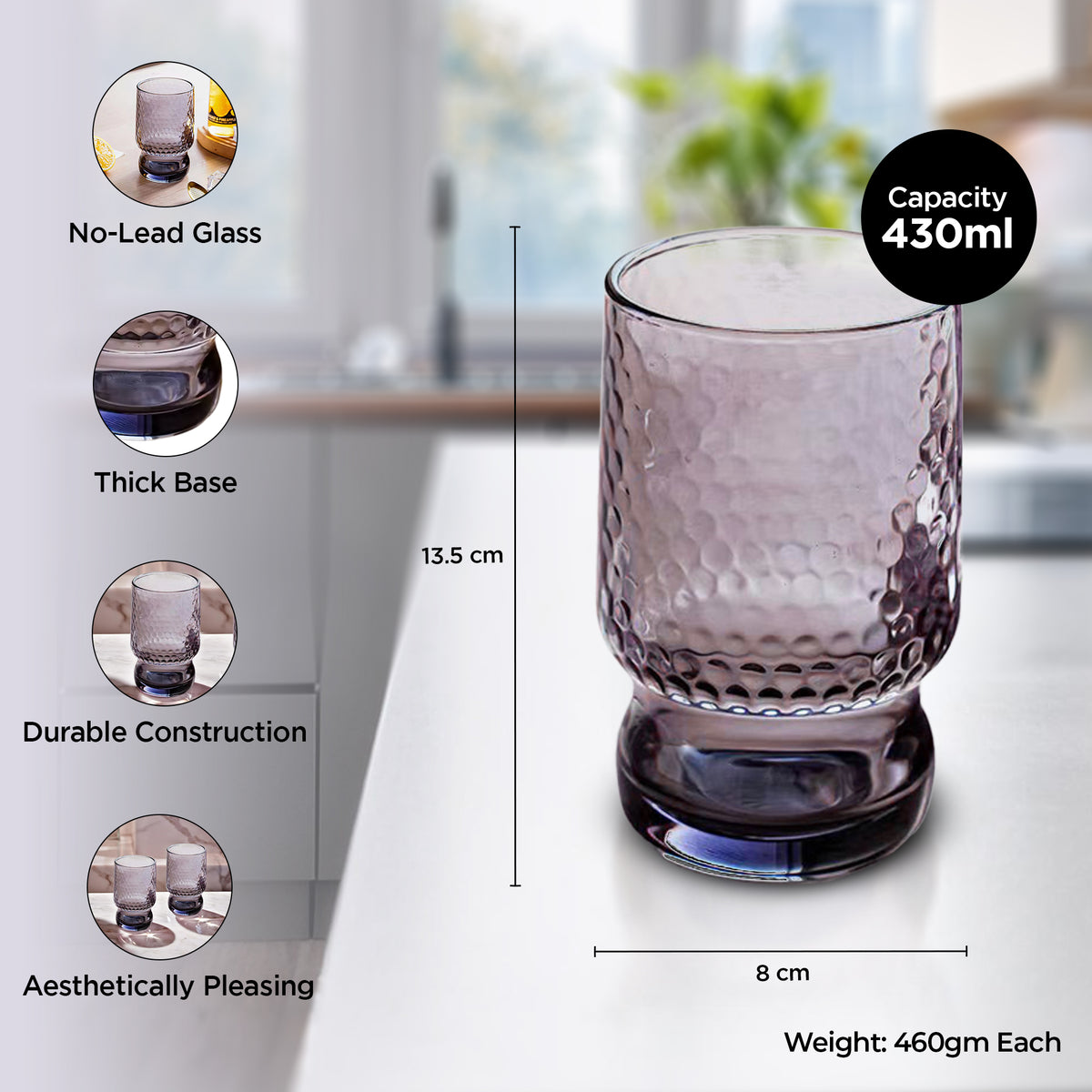 Better Home UMAI Ash-Grey Glasses - Great for picnics