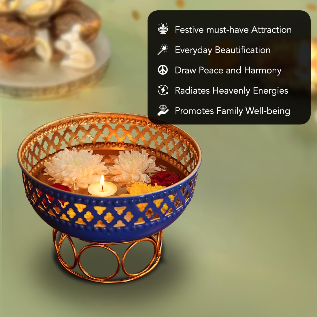 Ekhasa Blue Urli Bowl - Home Pooja Setup