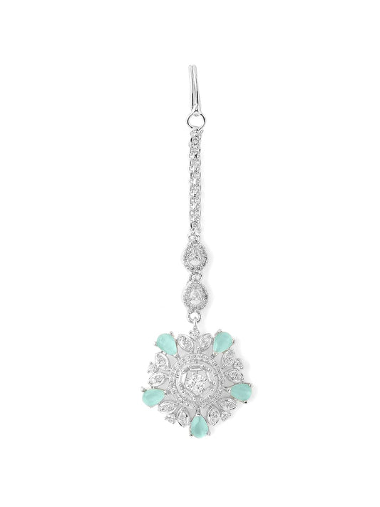 Yellow Chimes Silver Plated Maang Tikka - Bridal Jewelry