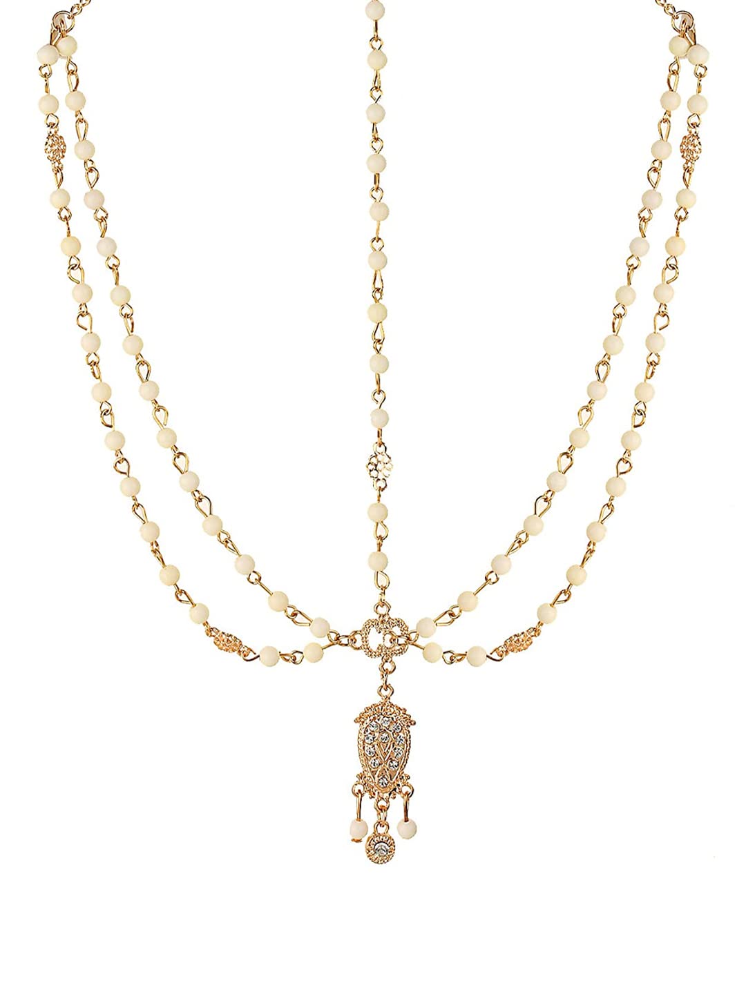 Head Chain W Shell Buy Gold Toned Multilayer Pearl Studded Head Chain for Women – The ...