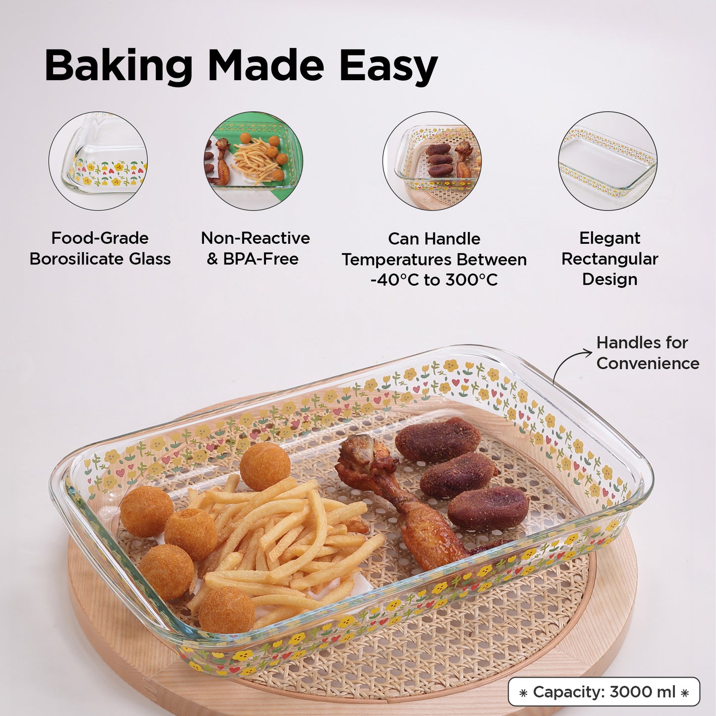UMAI Borosilicate Glass Baking Tray - Reheating Leftovers