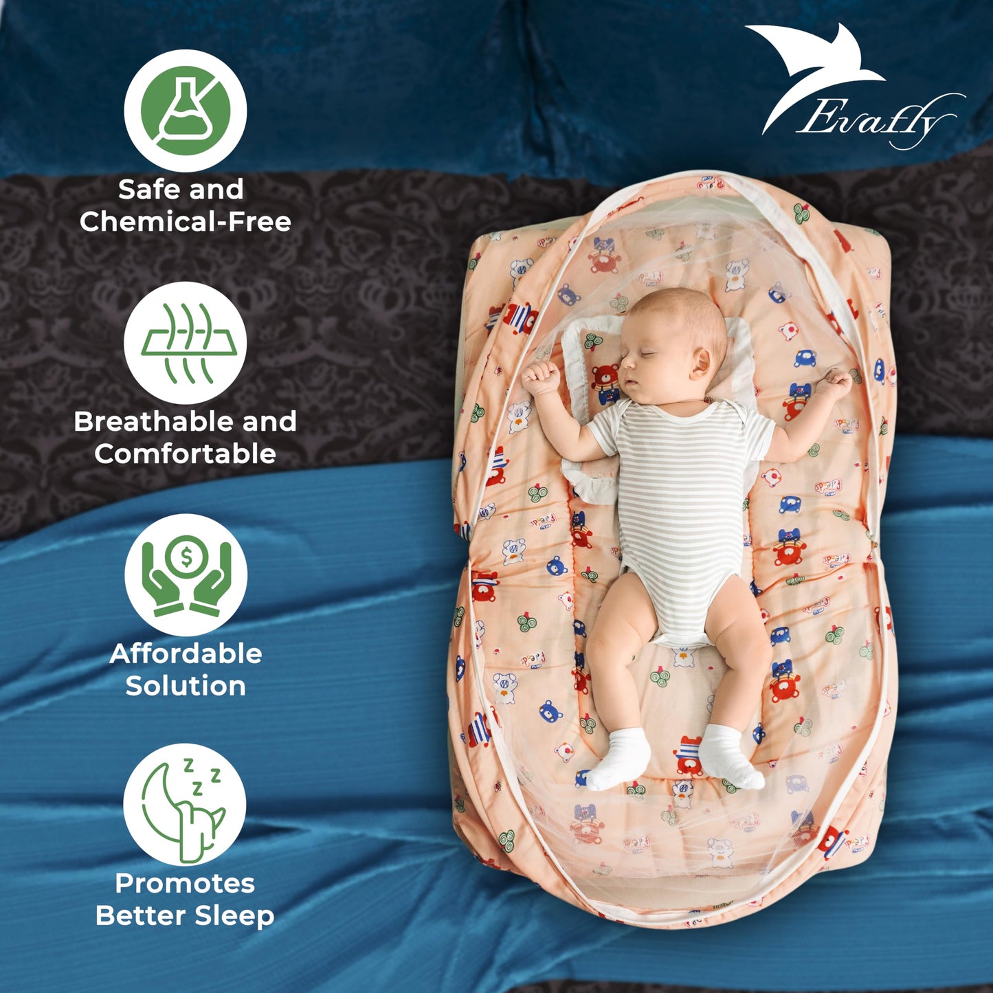 Evafly Baby Mosquito Net - Teddy print for cozy sleeping