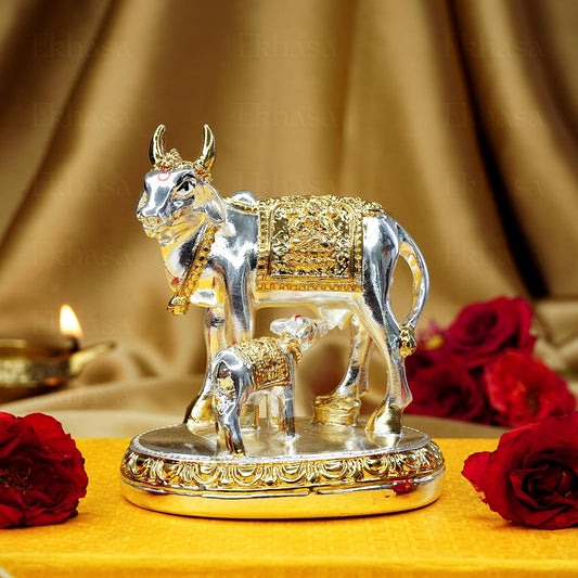 Ekhasa Silver Cow Idol - Elegant Home Ornament