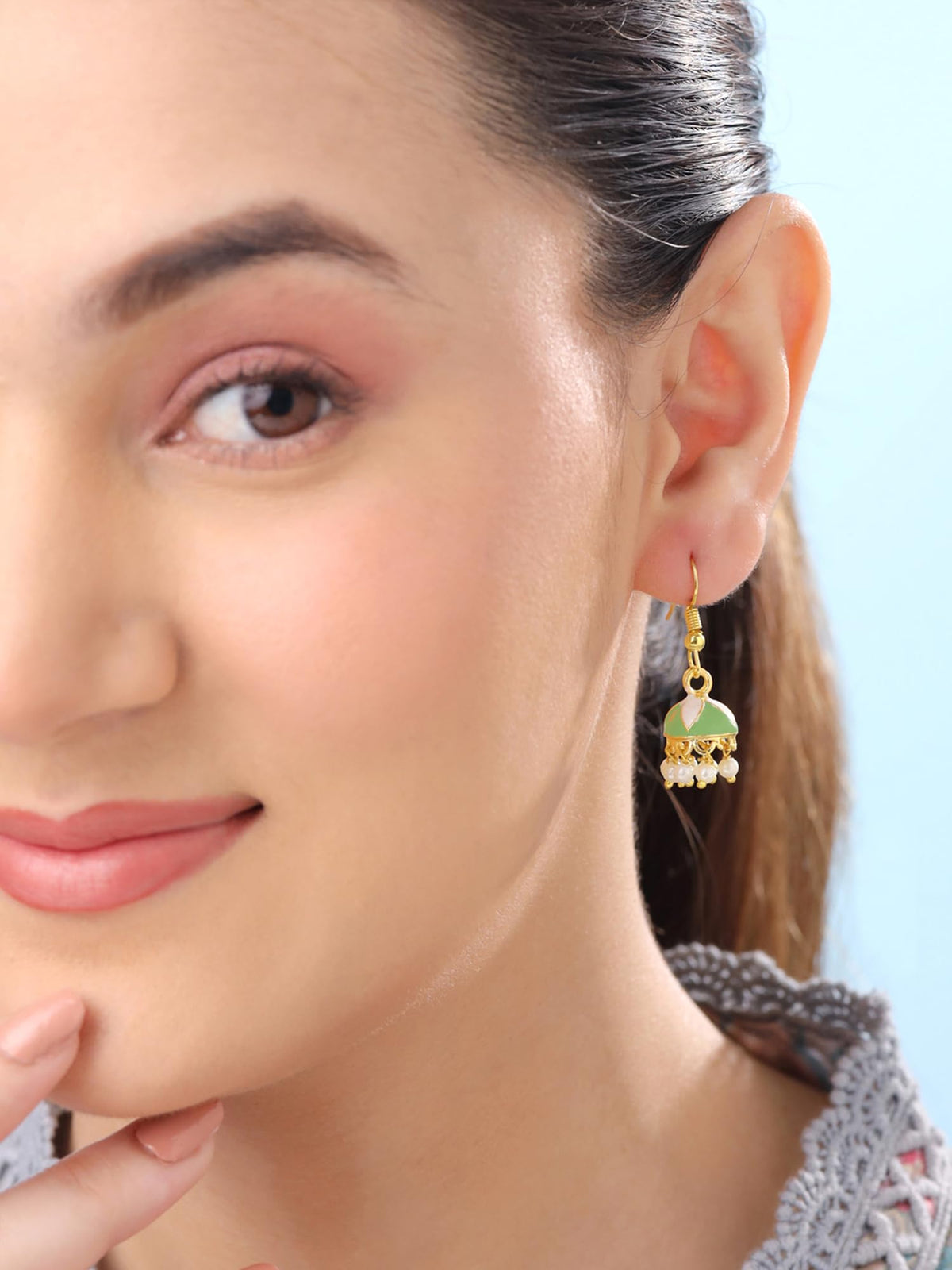 Yellow Chimes Meenakari Jhumka Earrings - Traditional outfit accessory