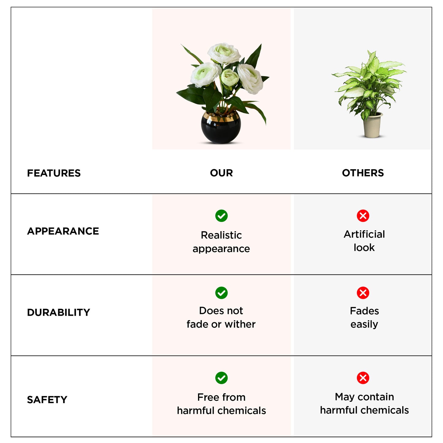 UMAI white roses artificial plant - centerpiece for reception table