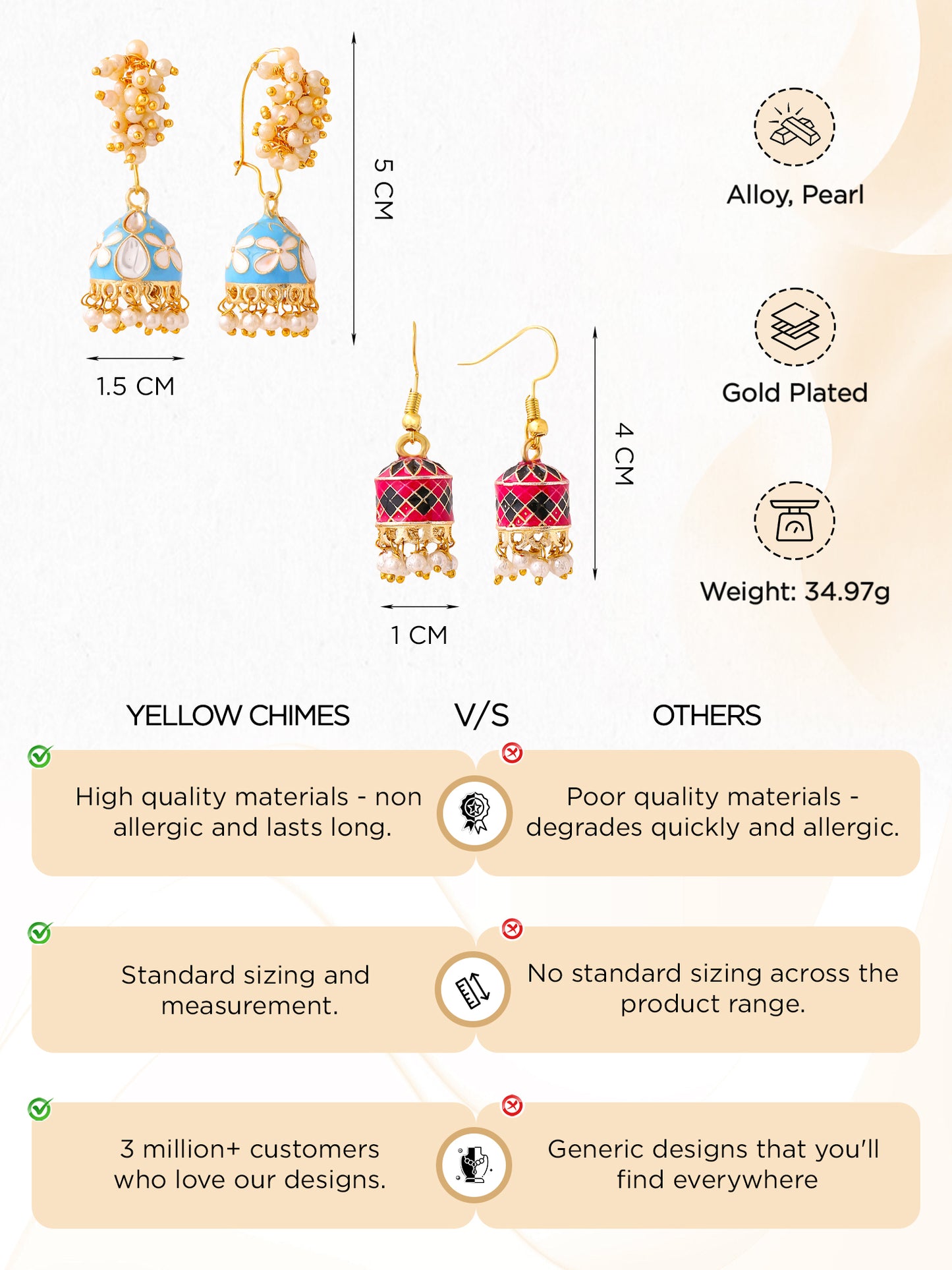 Yellow Chimes Meenakari Jhumka Earrings - Perfect for festivals