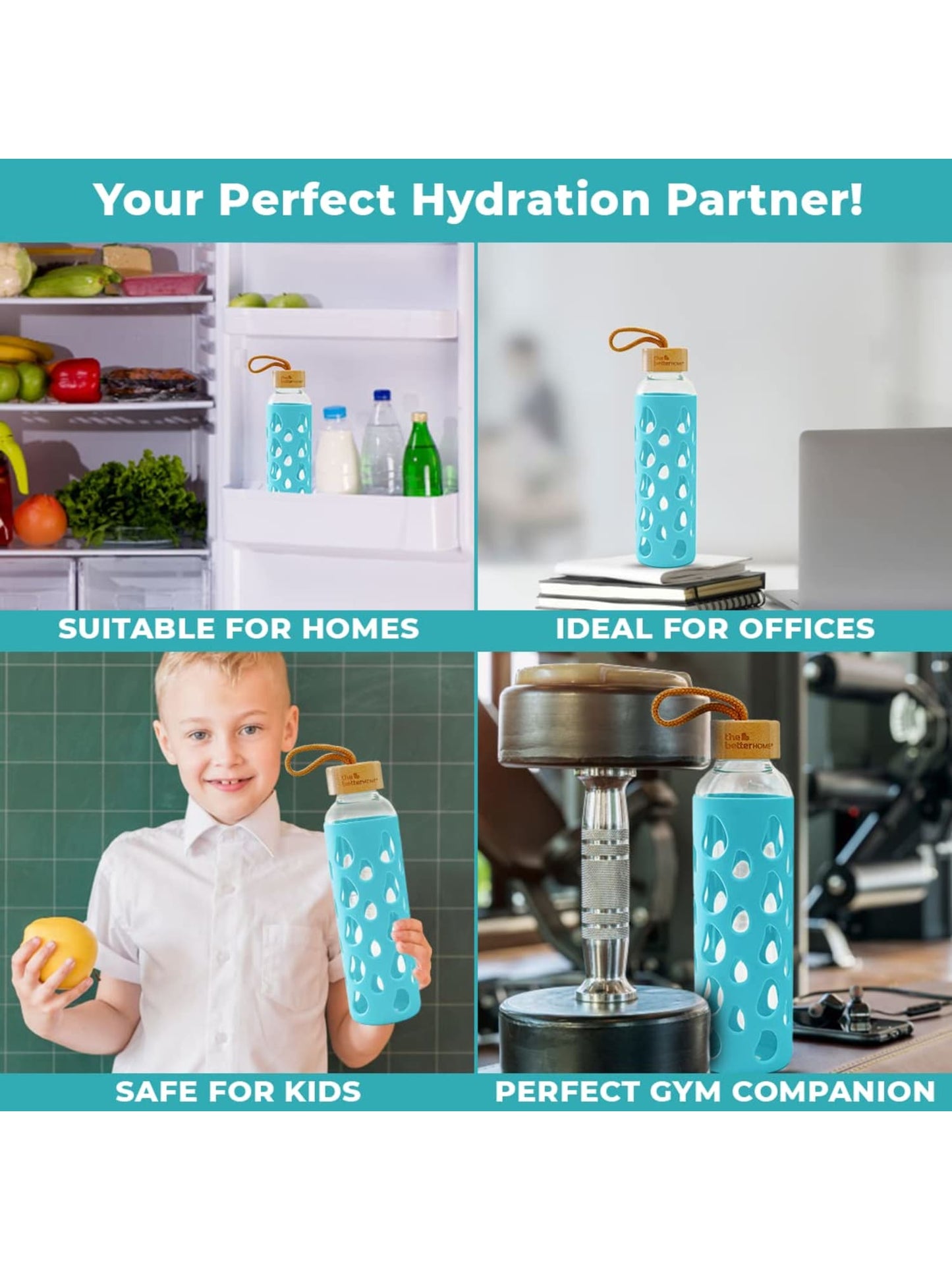 The Better Home Borosilicate Glass Water Bottle - travel companion