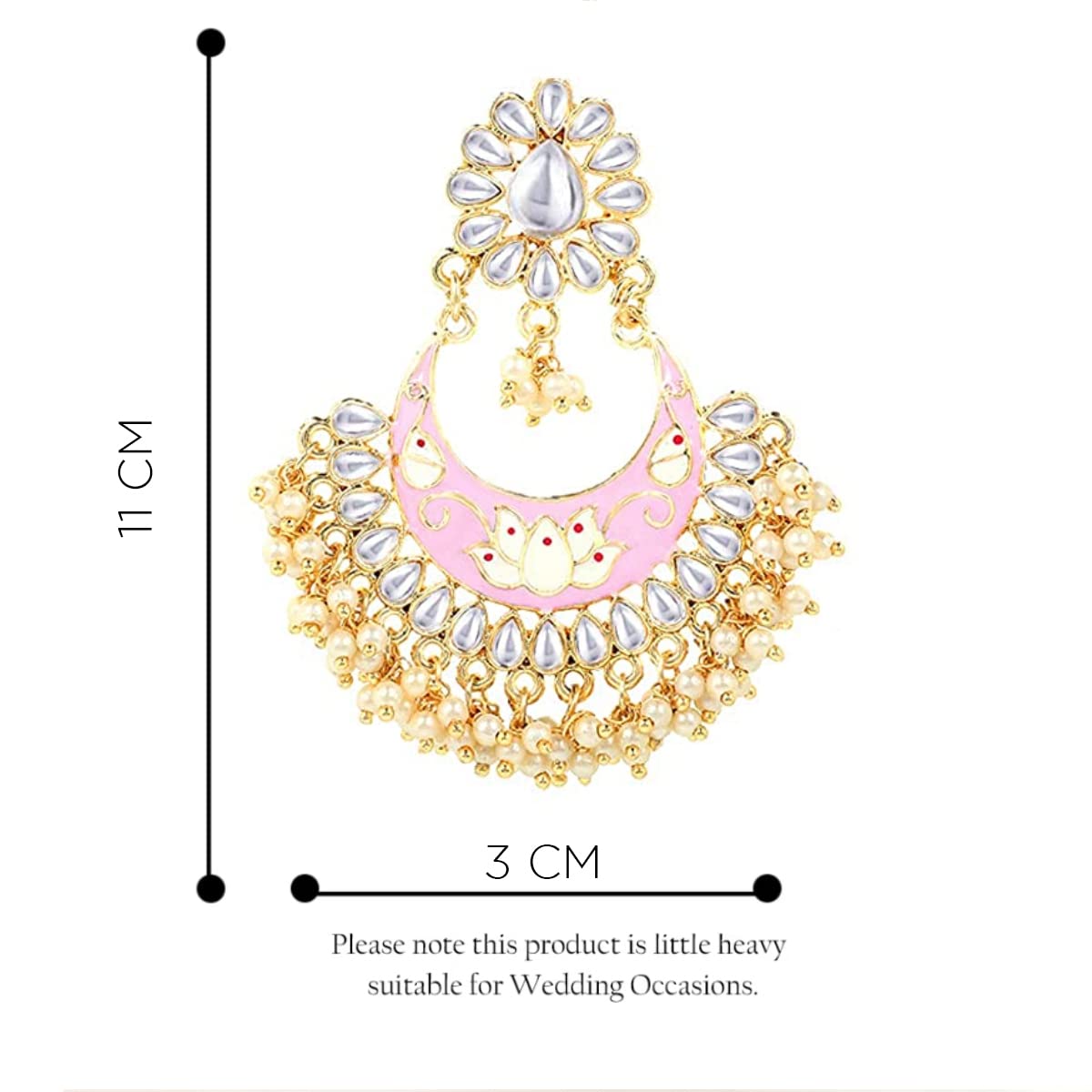 Yellow Chimes pink meenakari earrings - Festive occasion jewelry