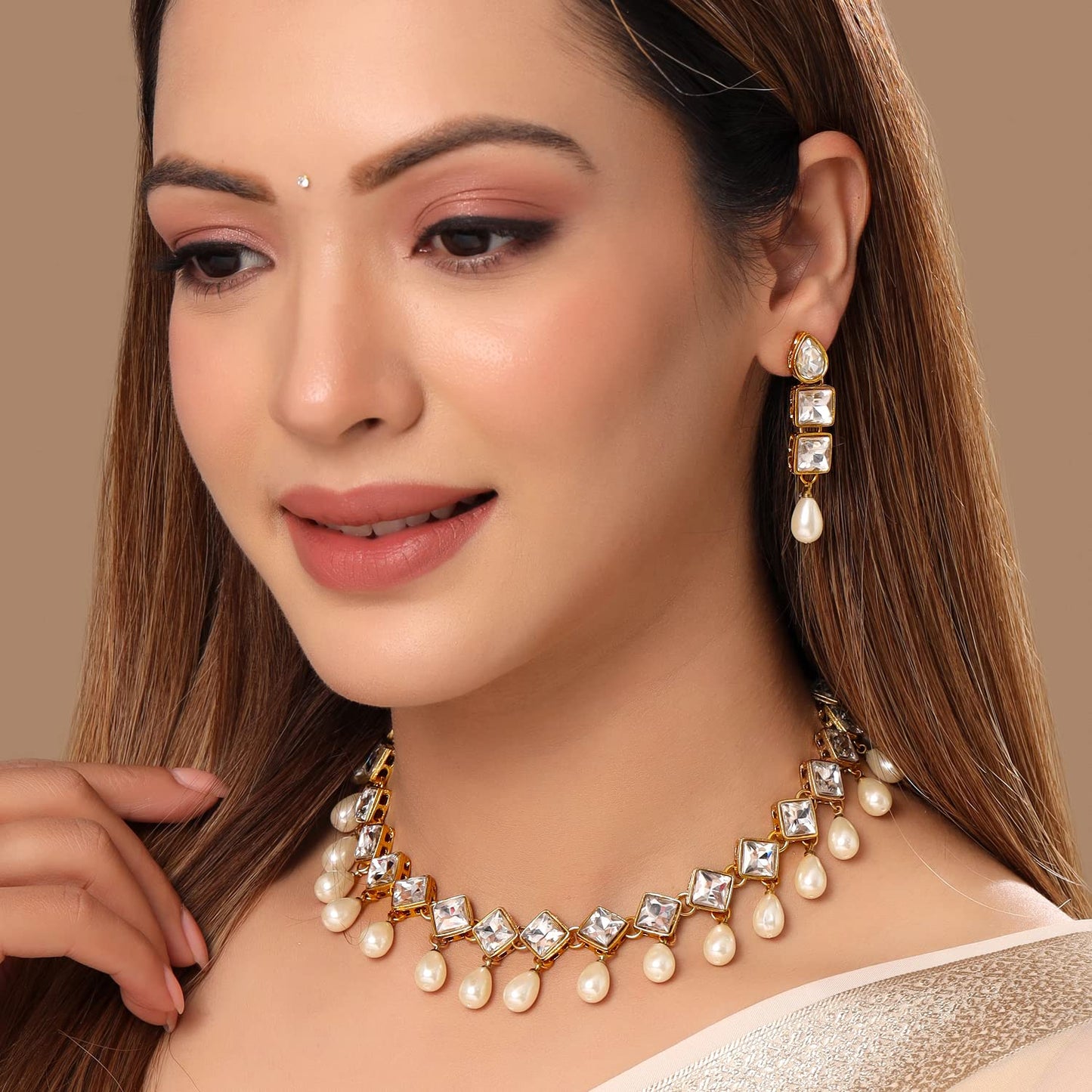 Yellow Chimes Kundan Necklace - elegant anniversary present