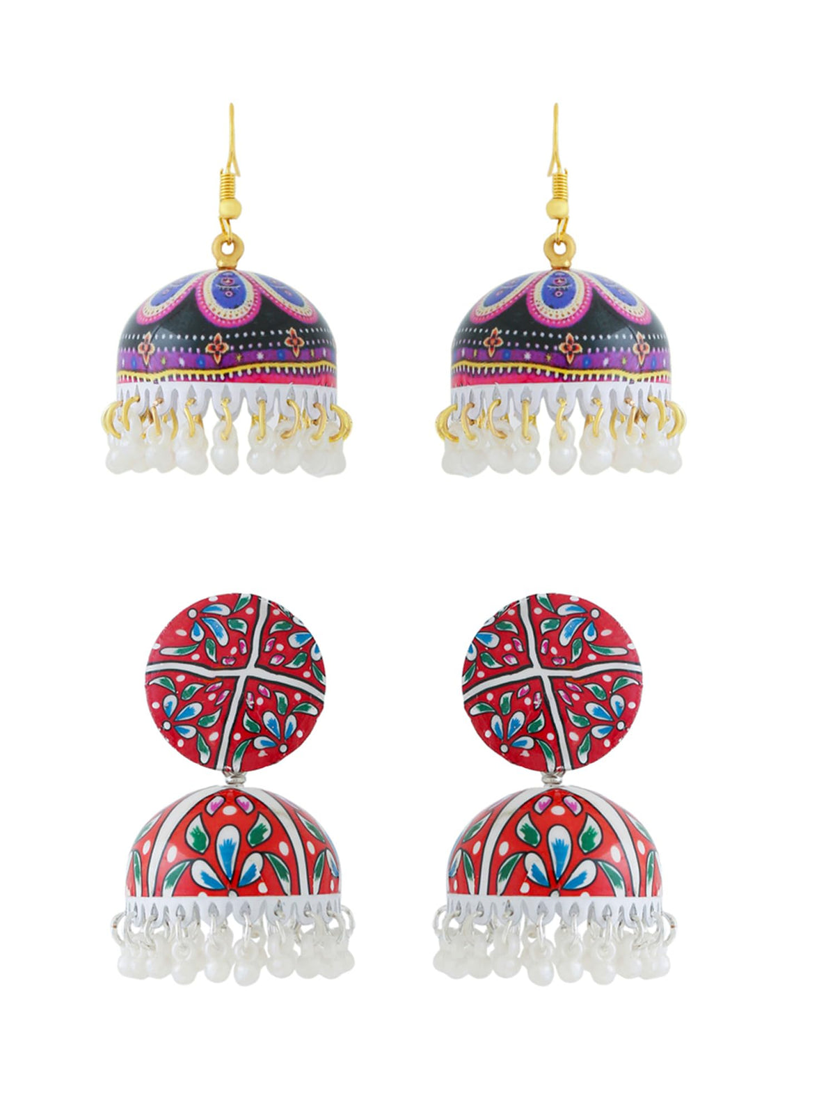 Yellow Chimes Meenakari Jhumka Earrings - Wedding Accessories