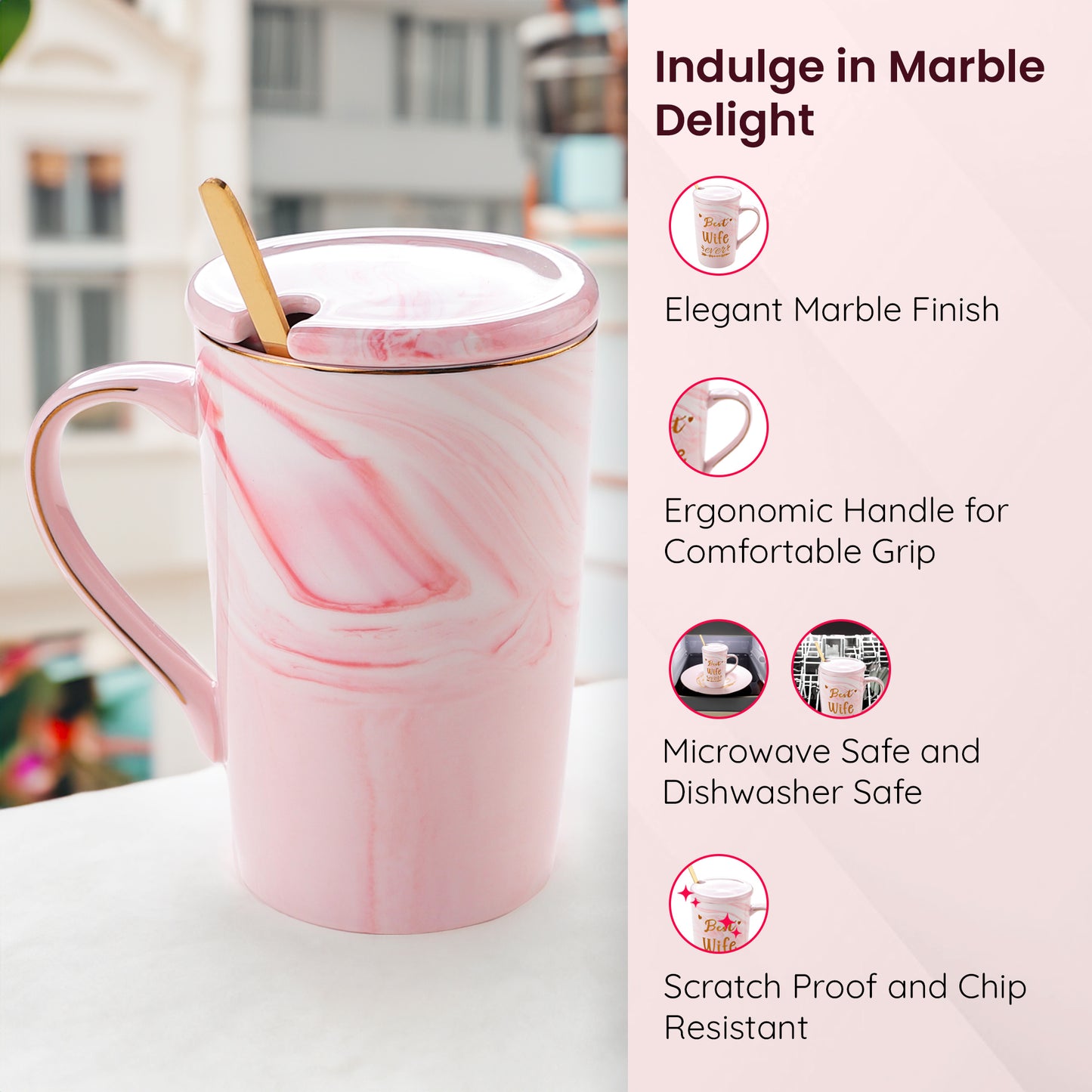 Gleevers coffee mug with spoon - stylish kitchen accessory