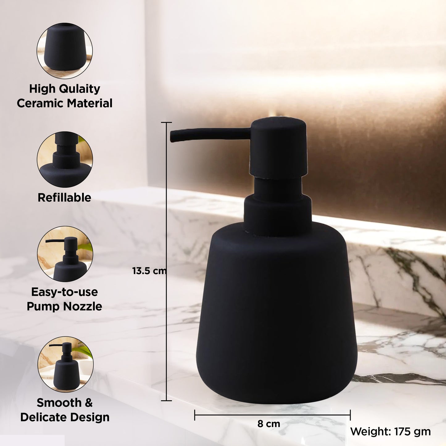 UMAI Ceramic Liquid Soap Dispenser - Eco-Friendly Bathroom Accessory