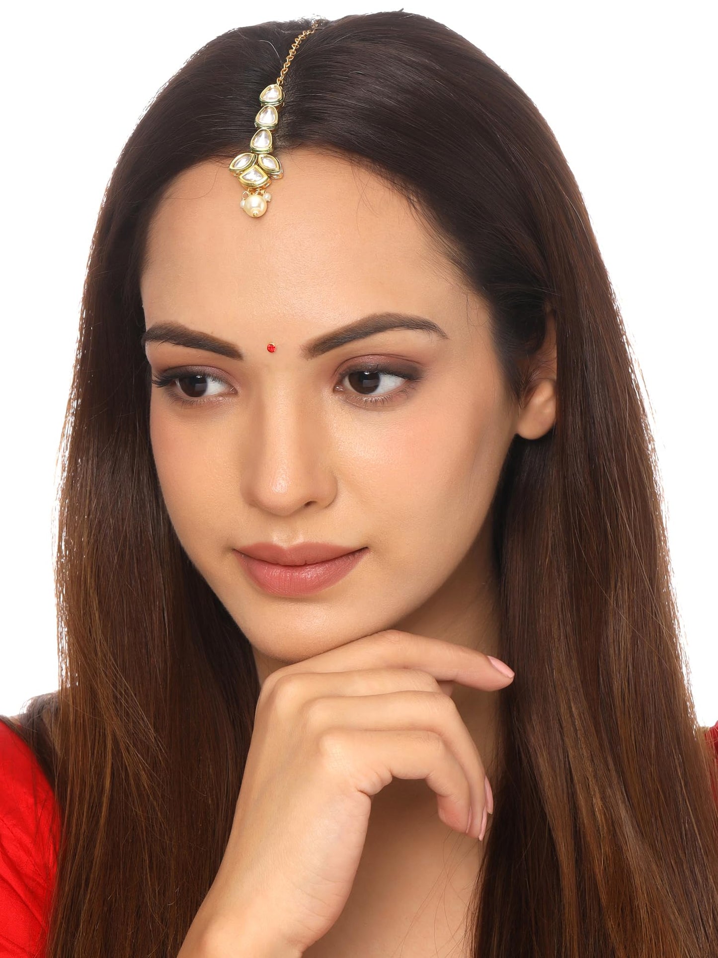 Yellow Chimes white beads drop maangtikka - Gift for women