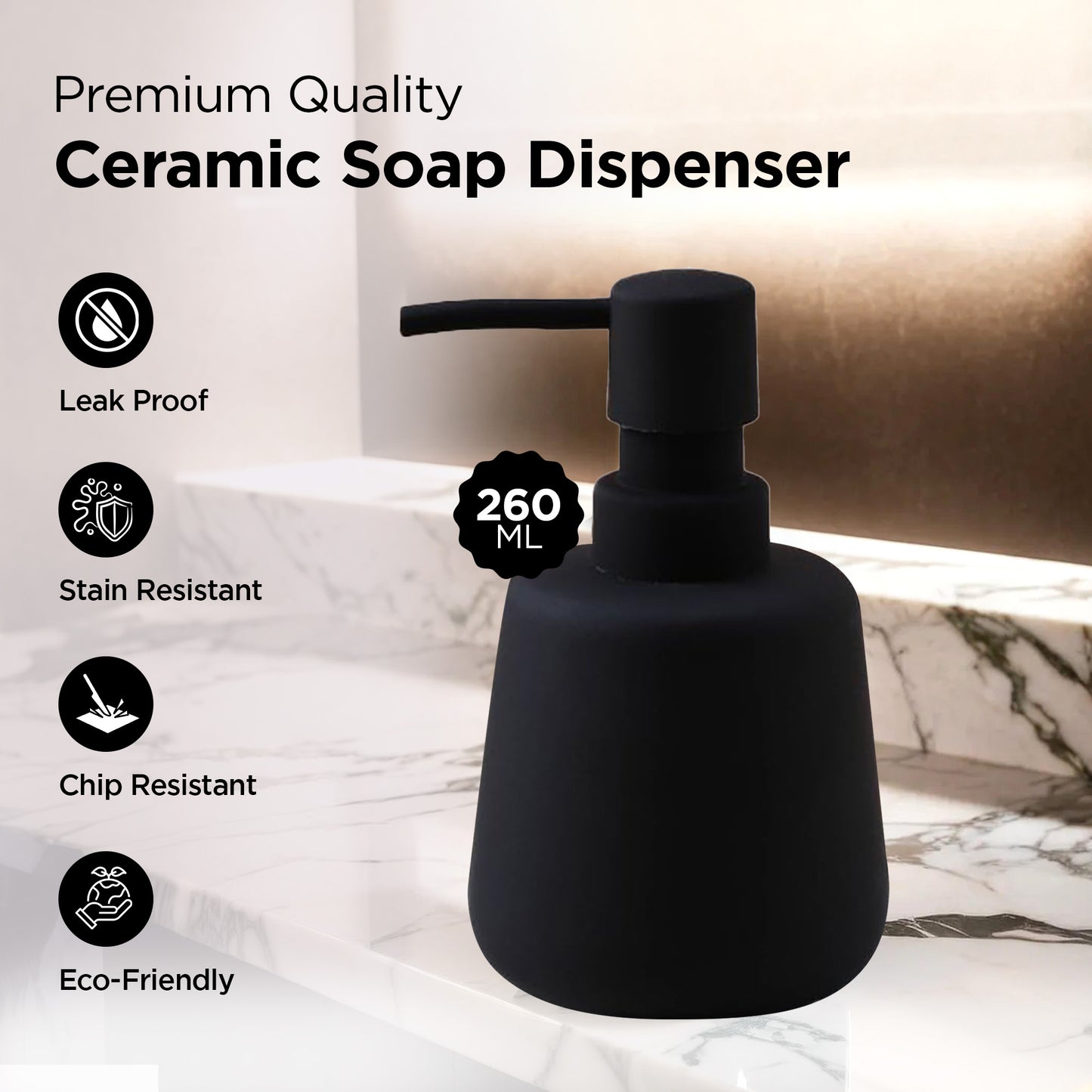 UMAI Ceramic Liquid Soap Dispenser - Stylish Bathroom Gift