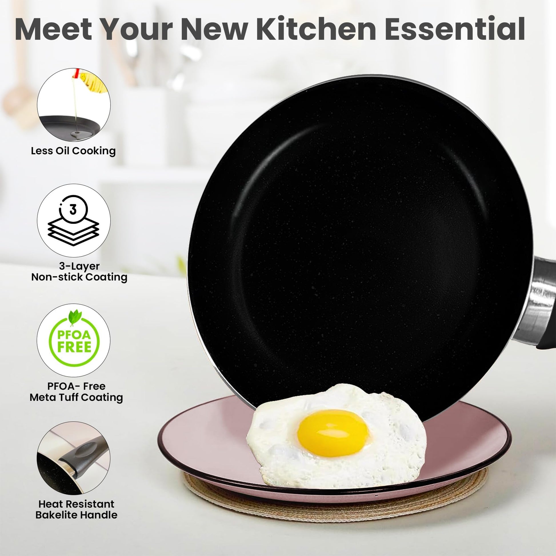 Buy SAVYA HOME Frying Pan Non Stick, 3 Layer Coating 18 cm Black