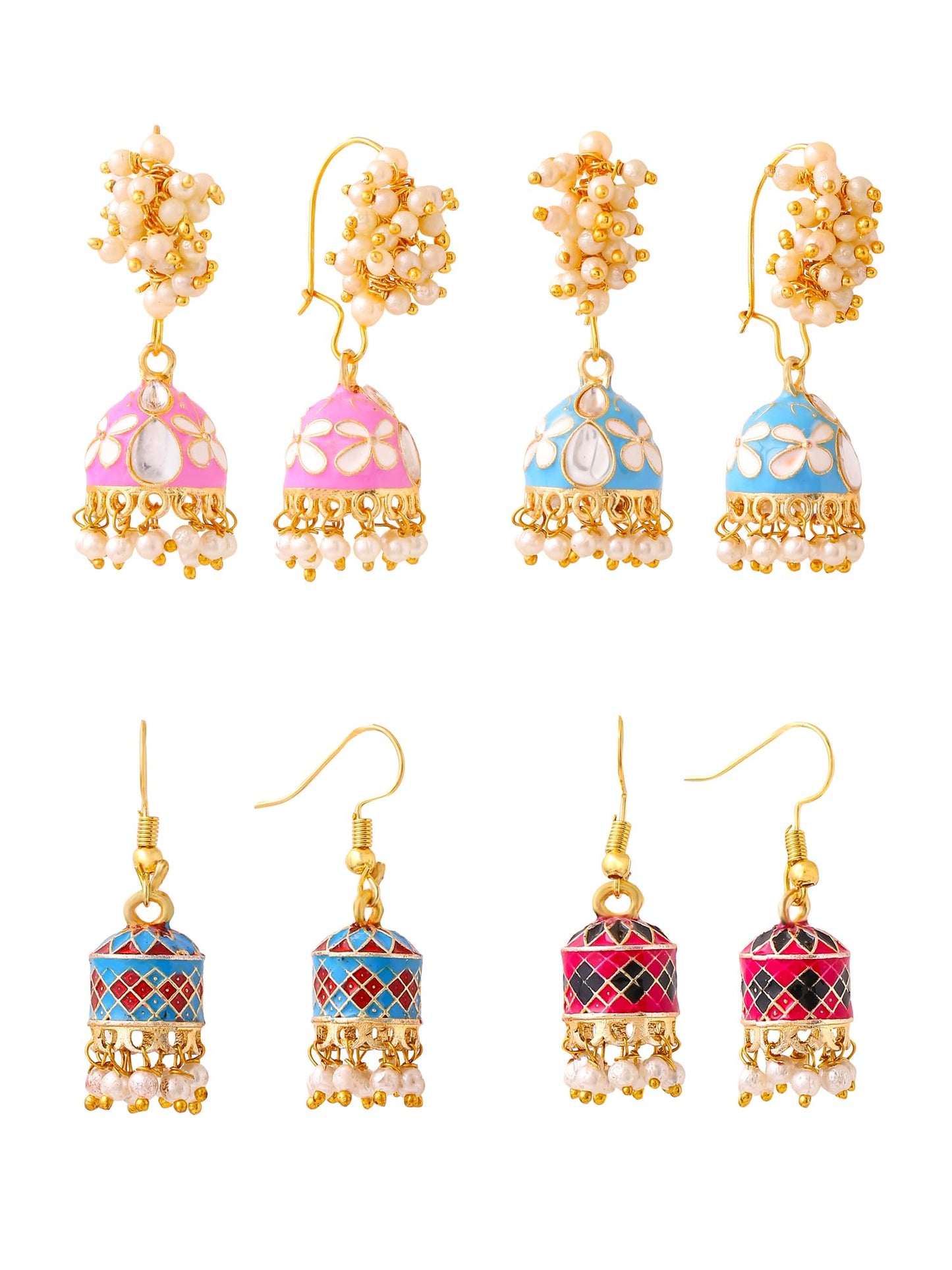 Yellow Chimes Lightweight Meenakari Earrings - Comfortable for all-day use