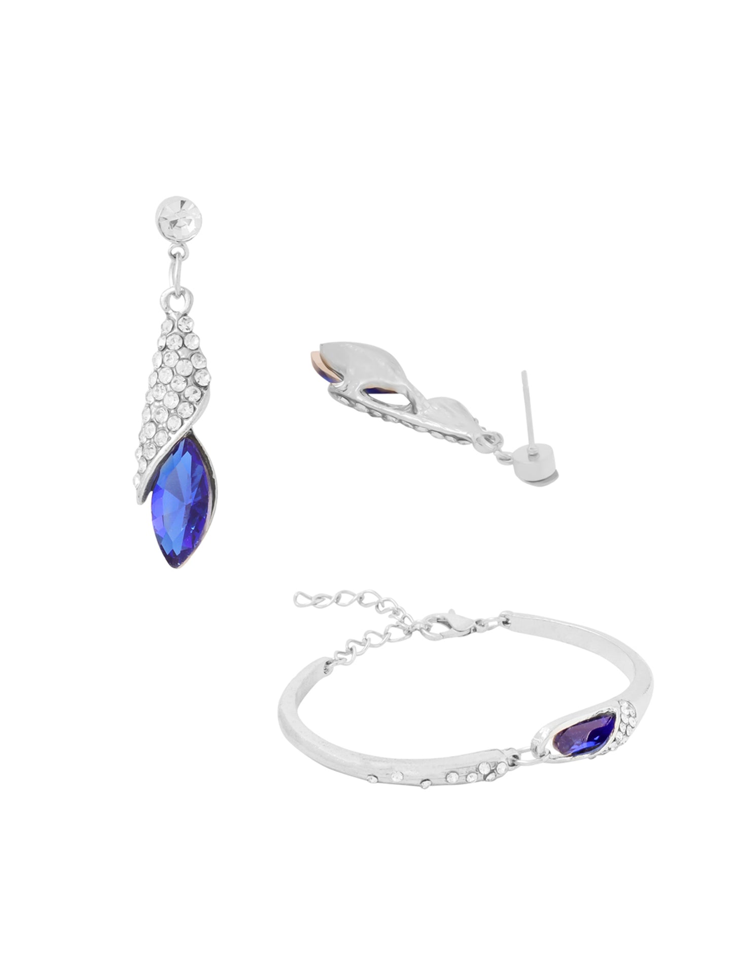 Yellow Chimes blue crystal earrings - stylish outfit accessory