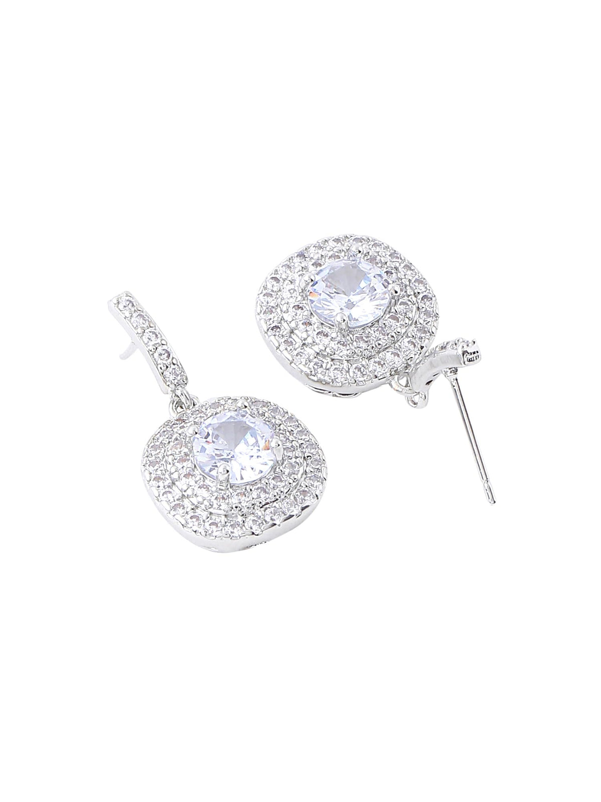 Kairangi Silver Crystal Drop Earrings - Perfect for Parties