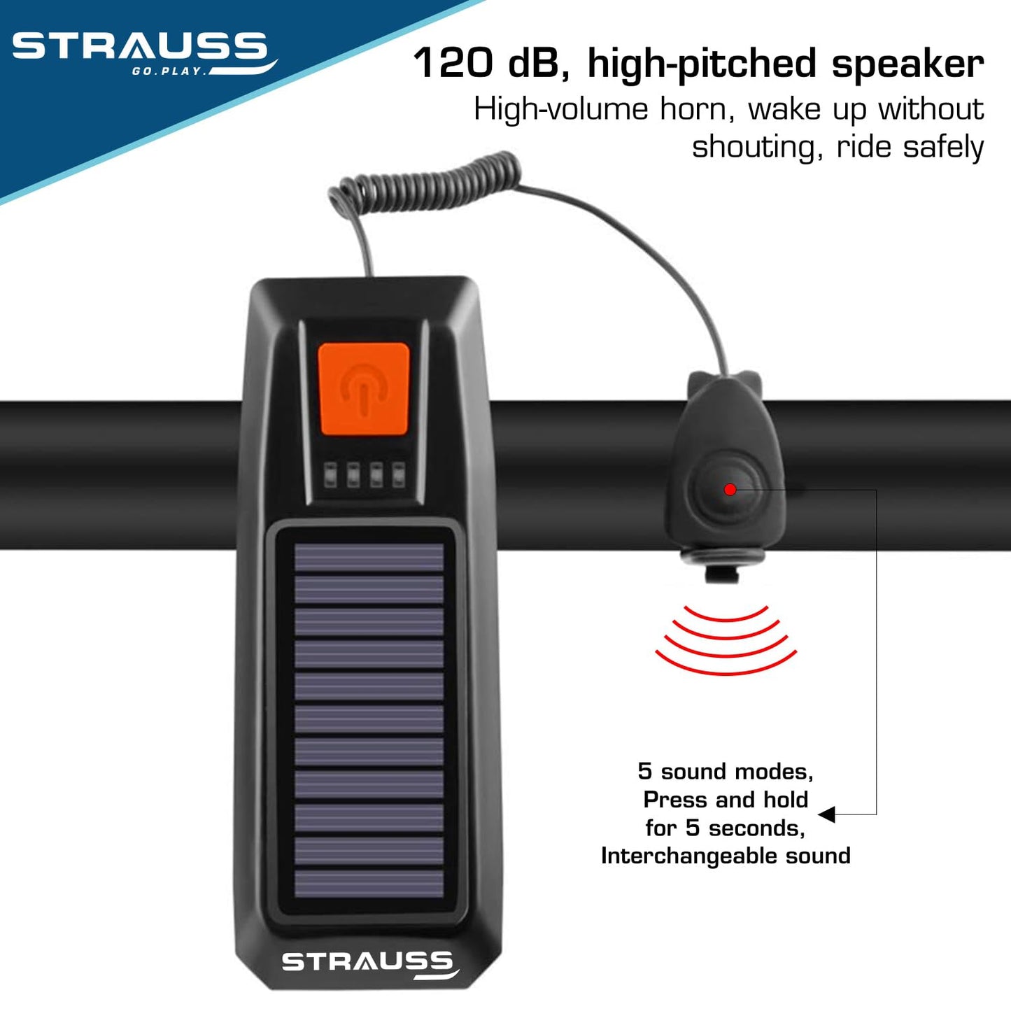 Strauss Sports Solar Headlight - Safety Accessory for Cyclists