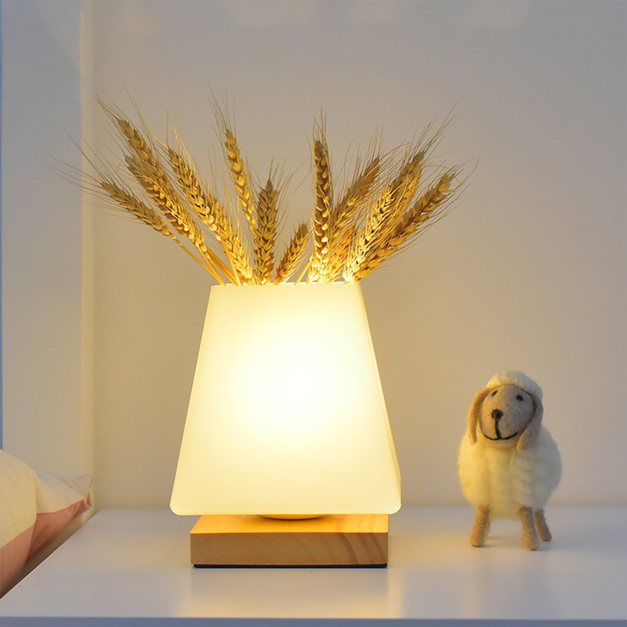 UMAI Dimmable Table Lamp for Bedroom | 12 Cm Height| Wood Base with Di ...