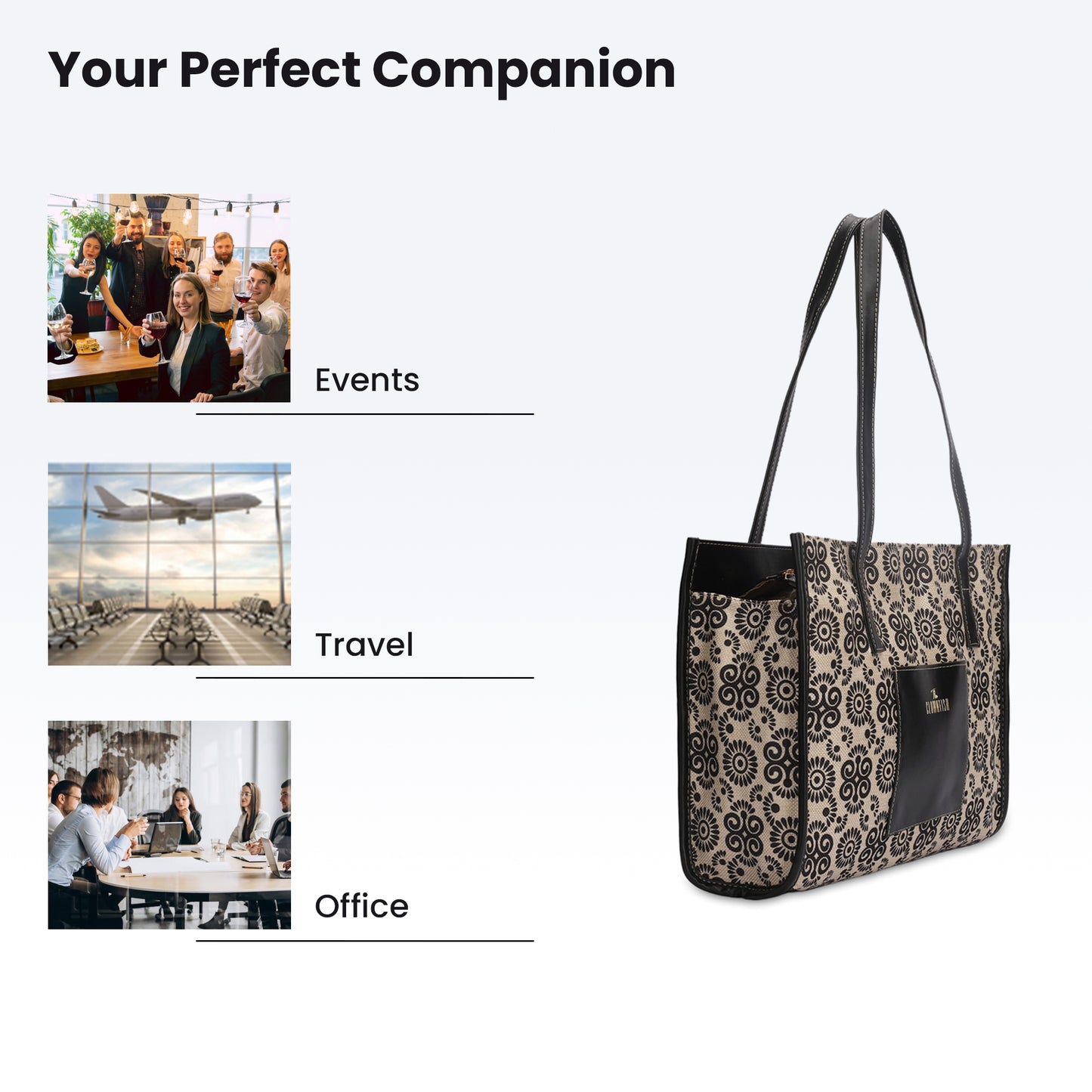 Clownfish Ivan Black Printed Tote - versatile daily bag