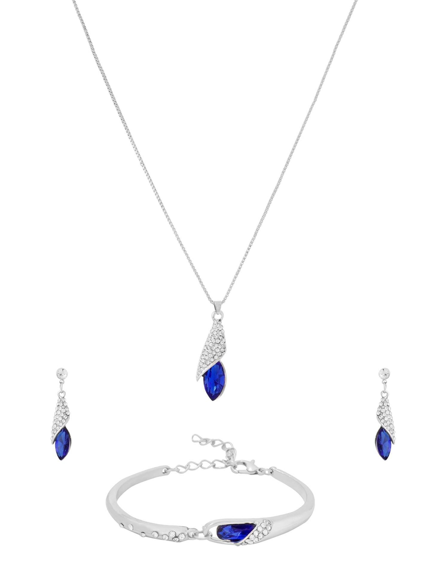 Yellow Chimes blue pendant with earrings - beautiful anniversary gift