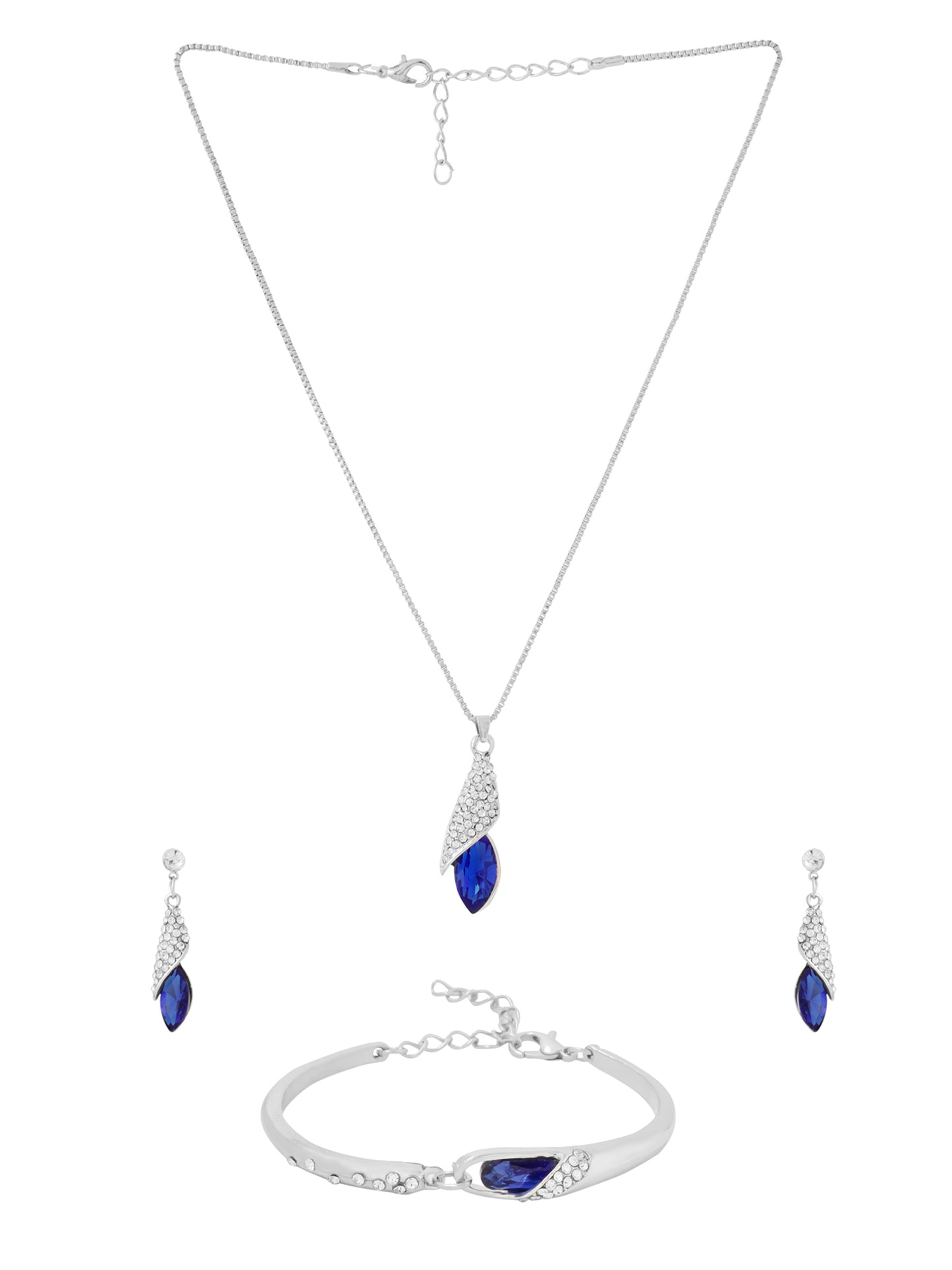 Yellow Chimes blue butterfly pendant set - elegant jewelry gift