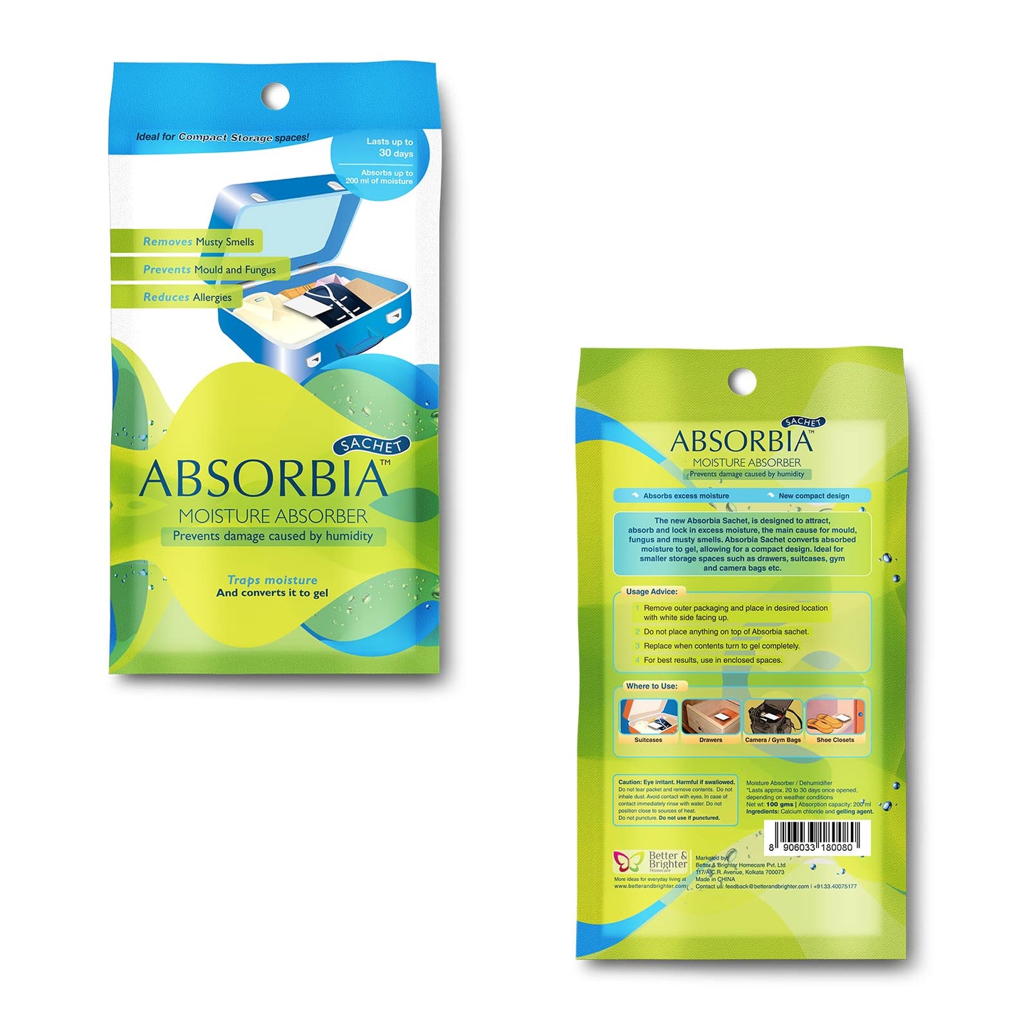 Absorbia moisture absorber - air freshener use in cupboard