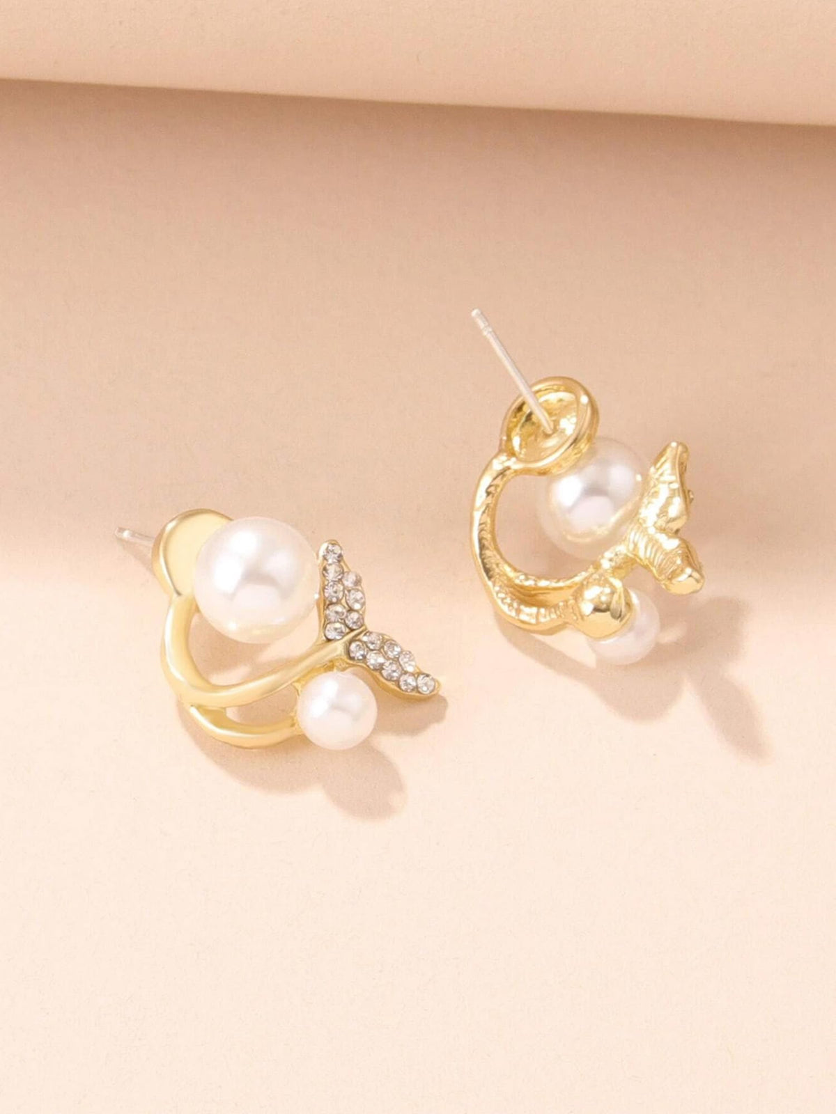 Kairangi Gold Toned Pearl Stud Earrings - Wedding Accessory