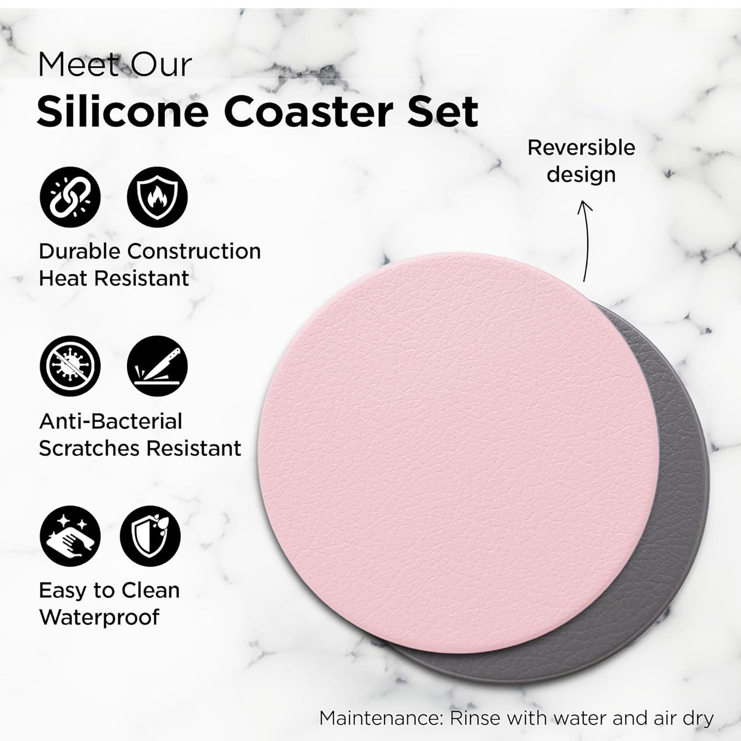 Kuber Industries Grey and Pink Coaster - Stylish accessory